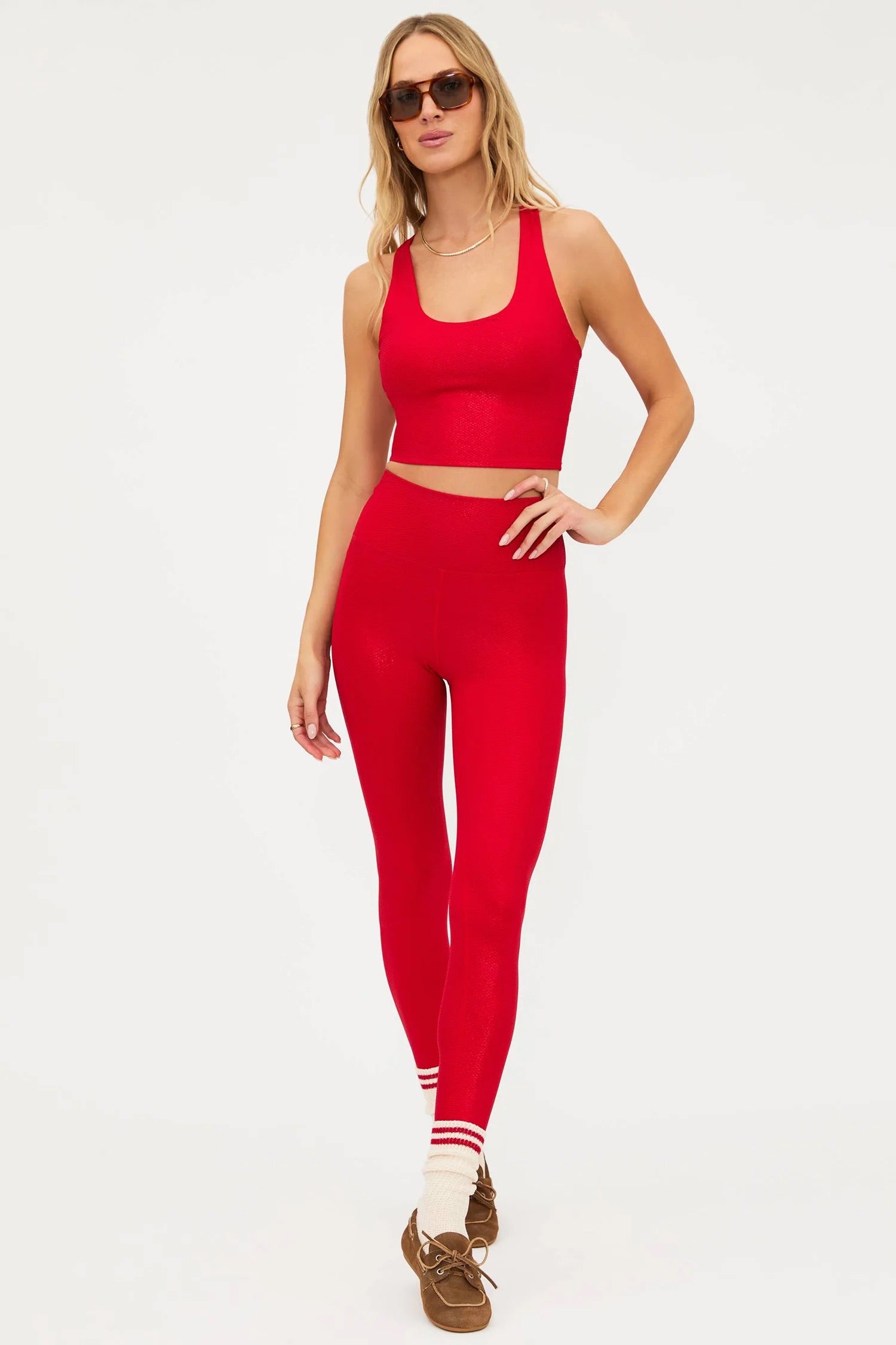 Piper Legging - Red Shine Waffle