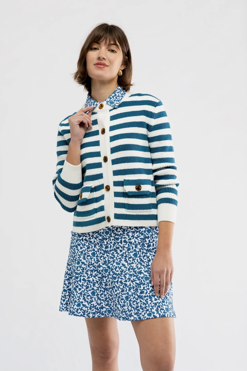 The Laurel Sweater - Porcelain/Cream Stripe