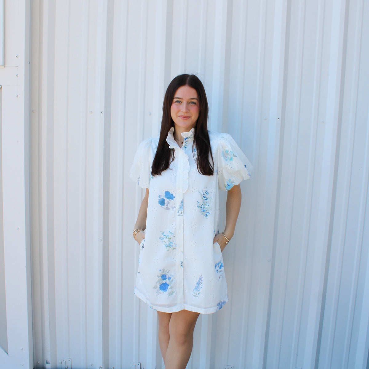 delaney short sleeve dress Navy and White Stripe Mini Delaney Dress