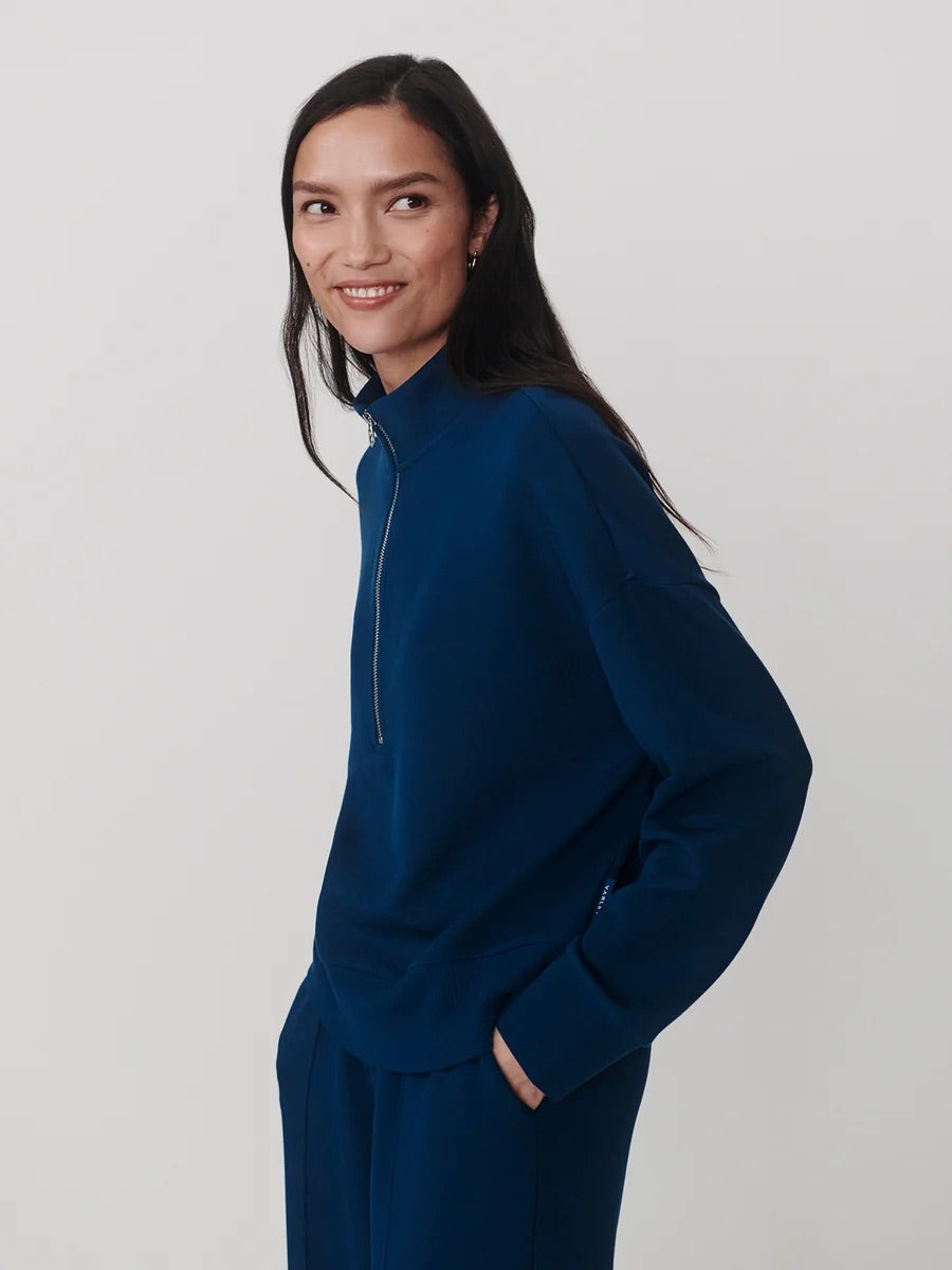 Mavis Mock Neck Sweat - Sea Blue