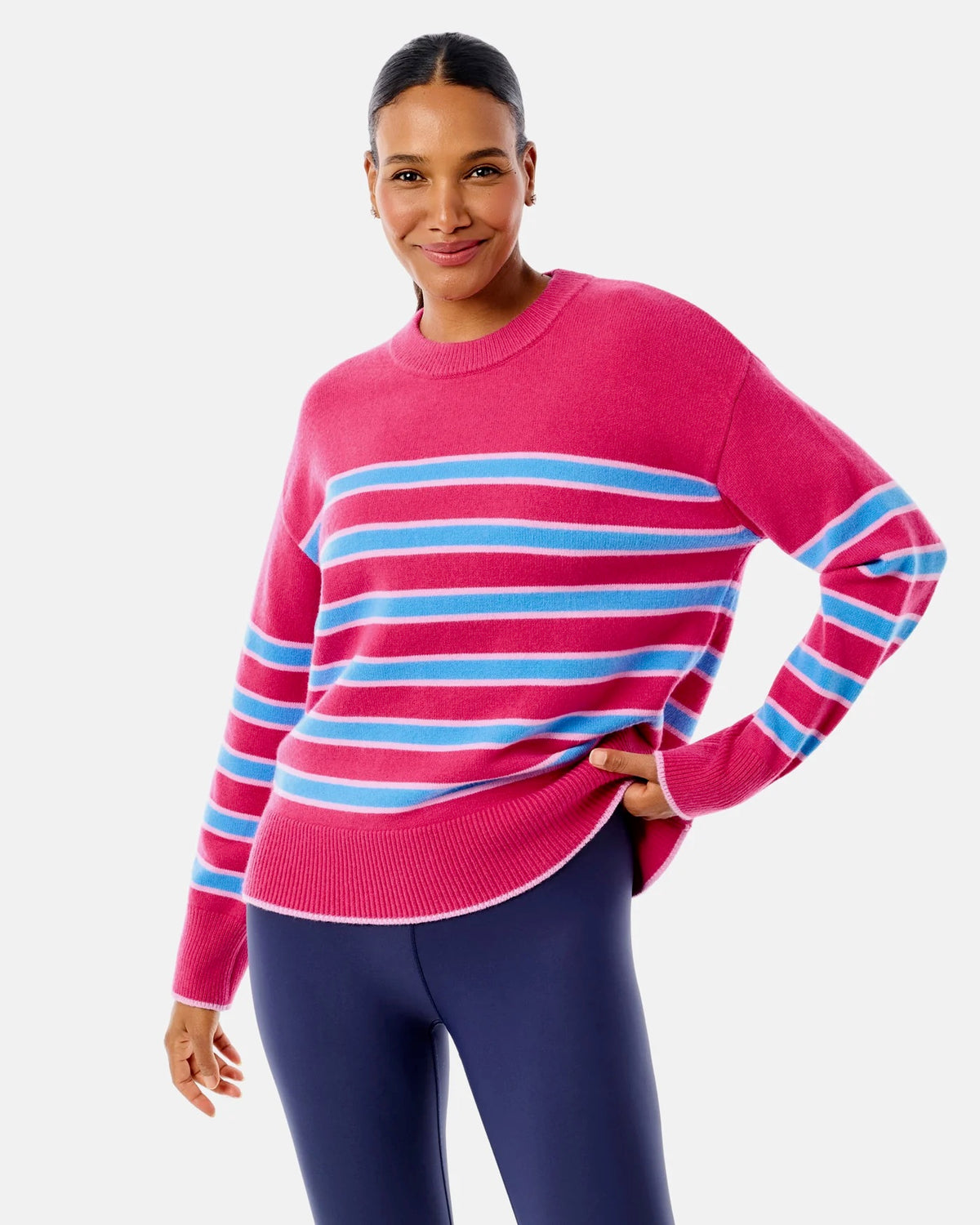 Carlyle Crewneck Sweater - Berry/Bluejay Stripe