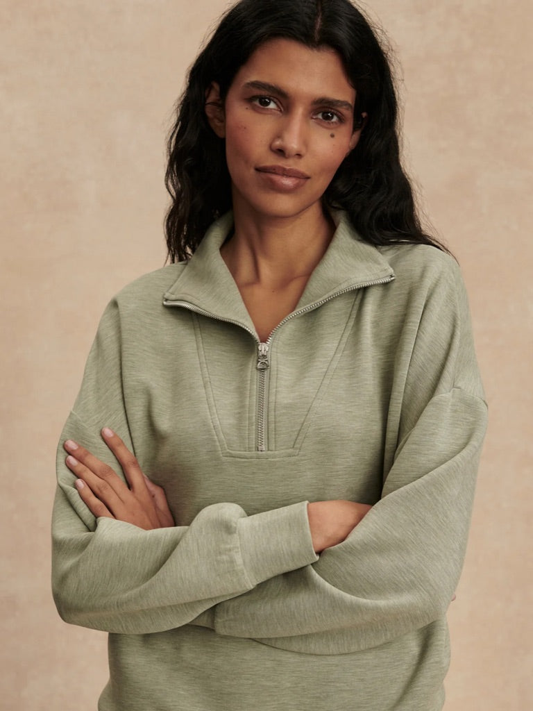 Hawley Half Zip Sweat - Shadow Marl - Shopsisterology