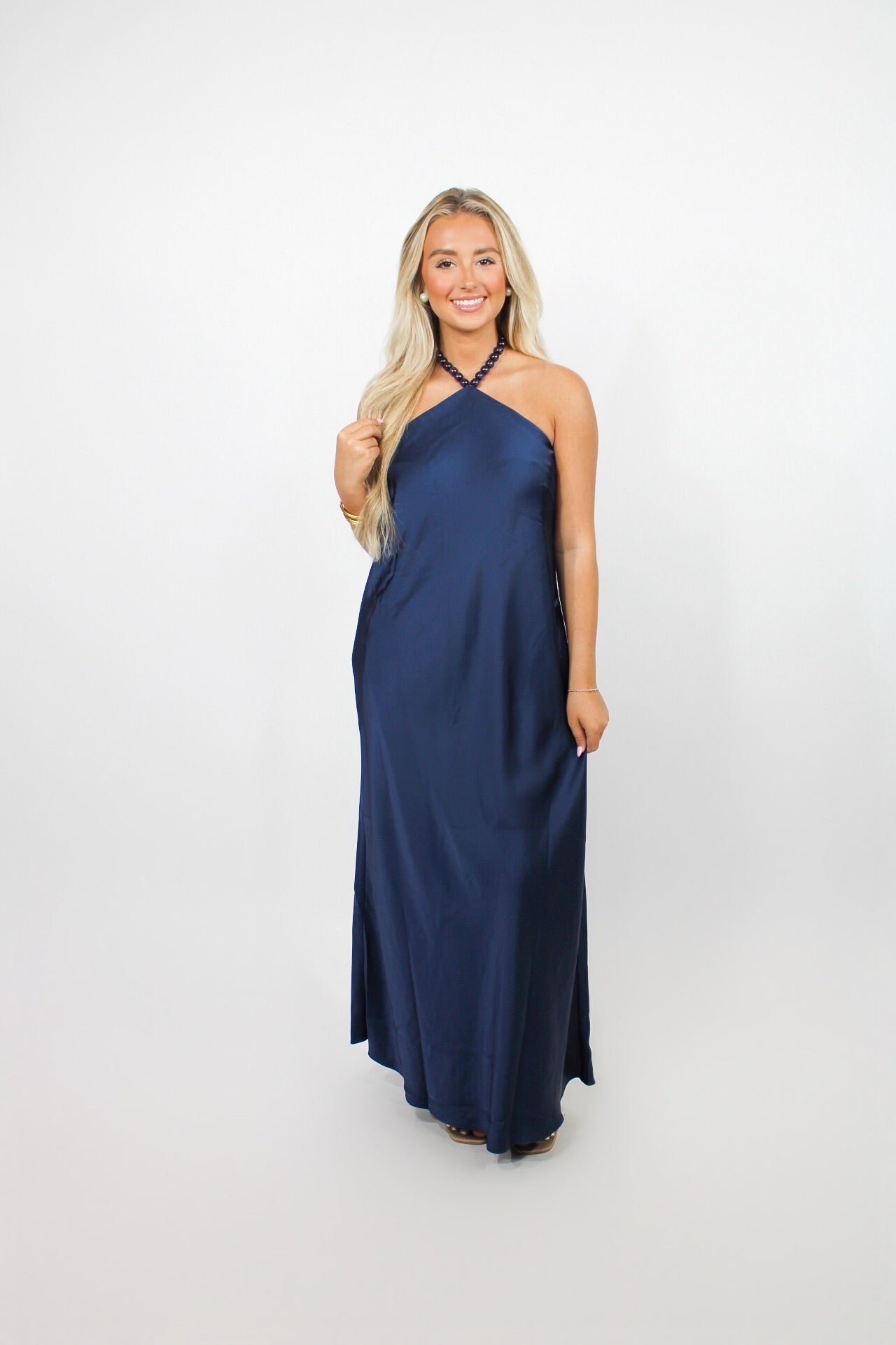 The Navy Allure Halter Dress