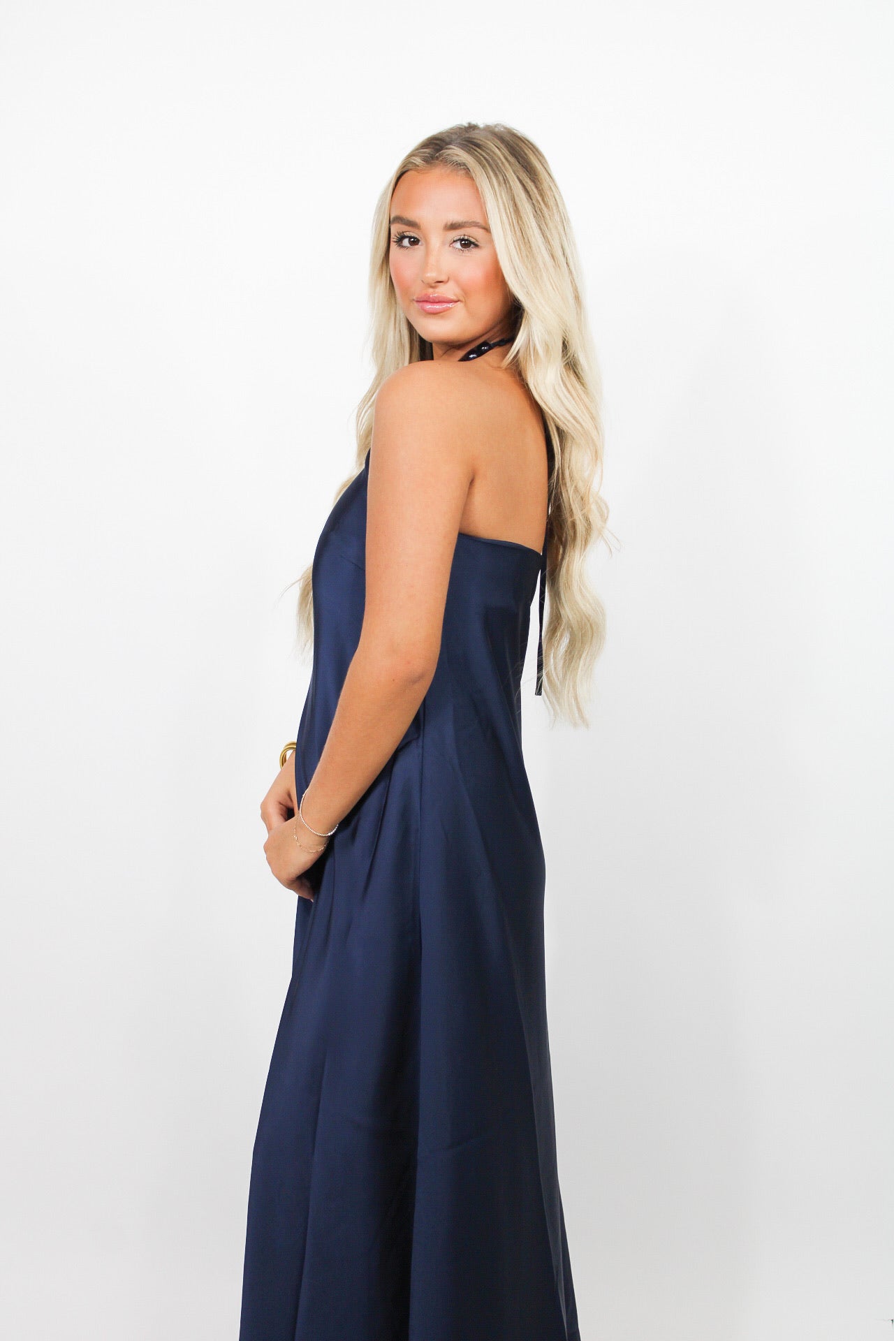 The Navy Allure Halter Dress