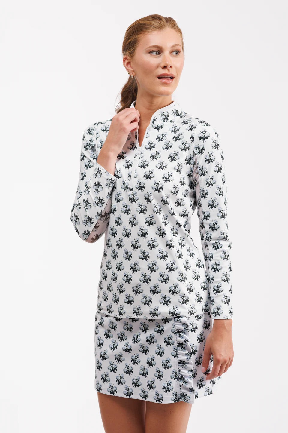 The Carey 1/4 Zip Pullover - Rose Thorns