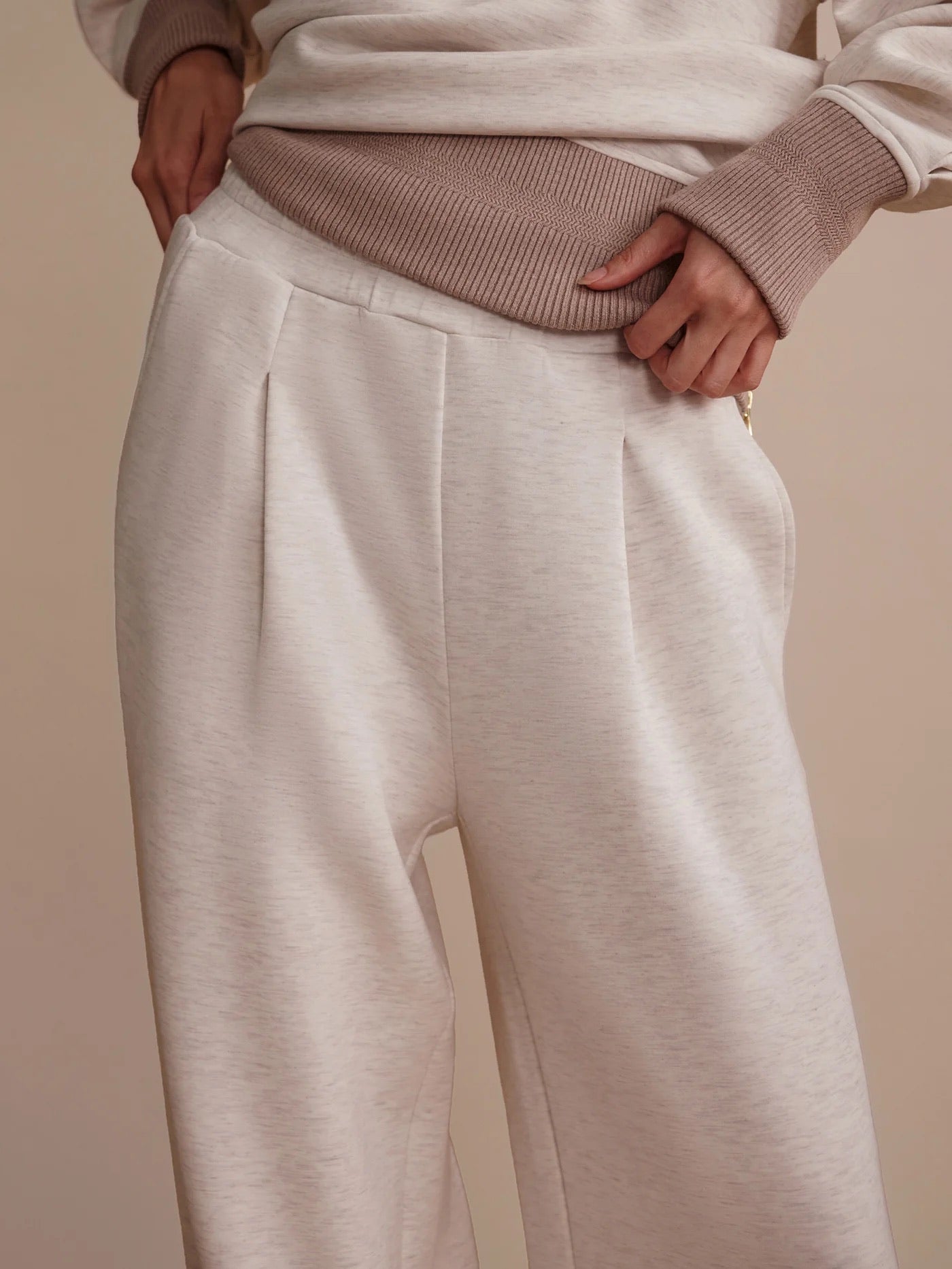 The Extra Wide Leg Pant 29.5 - Ivory Marl