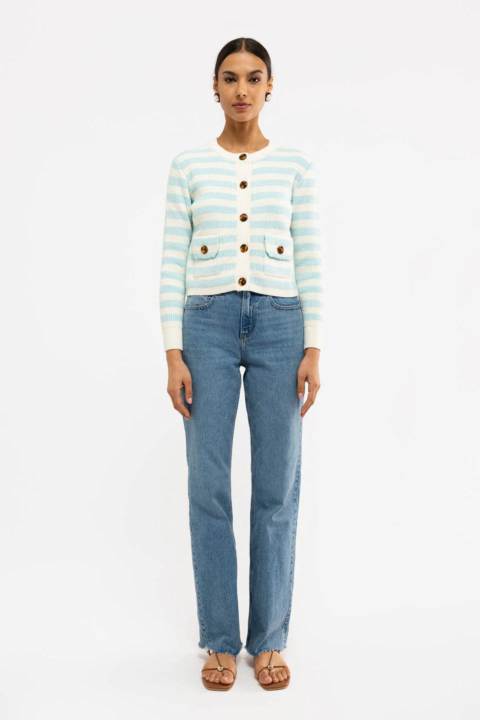 The Laurel Sweater - Cream/Seasalt Stripe