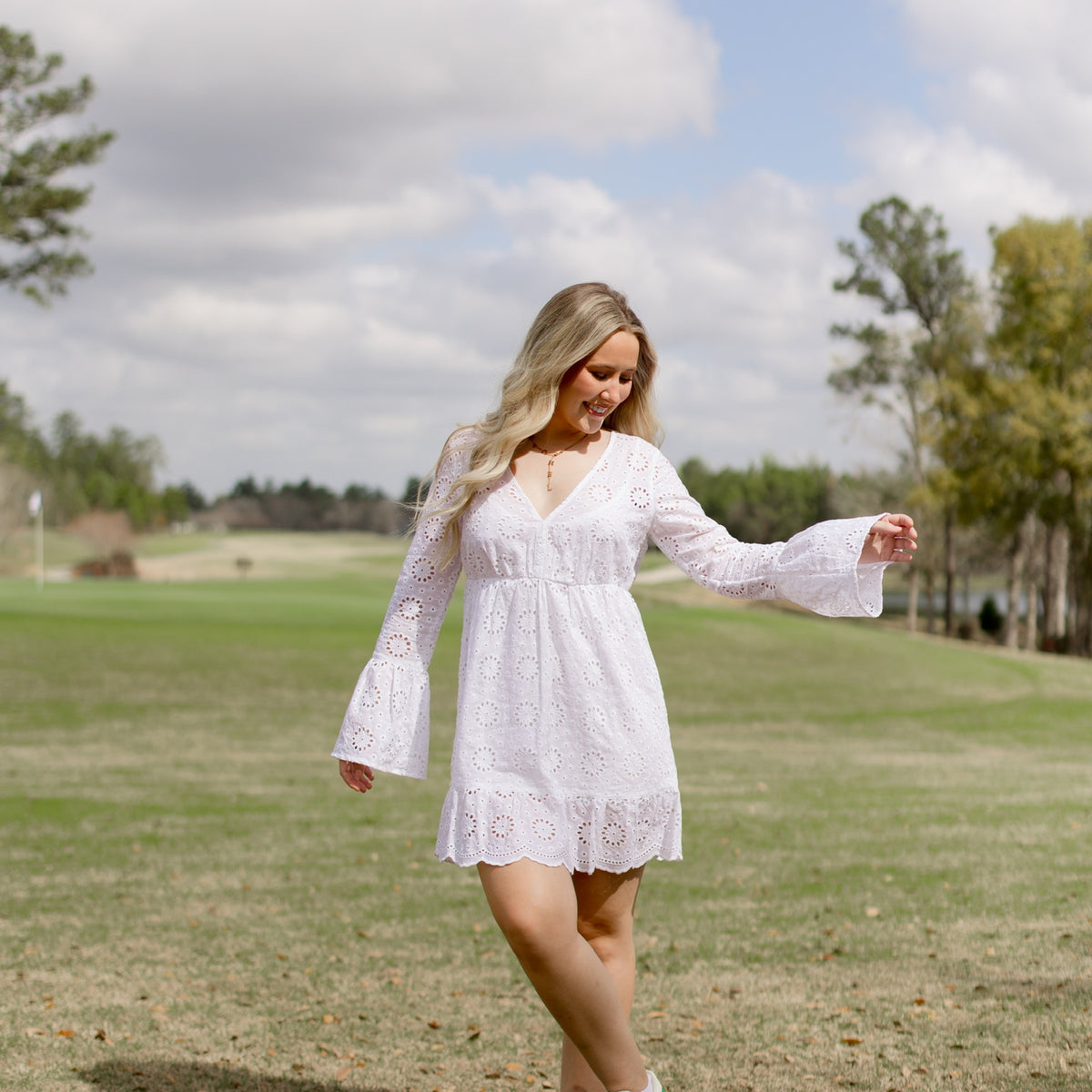 Delaney Dress White Magnolia Eyelet