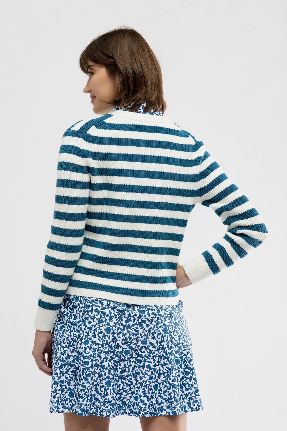 The Laurel Sweater - Porcelain/Cream Stripe