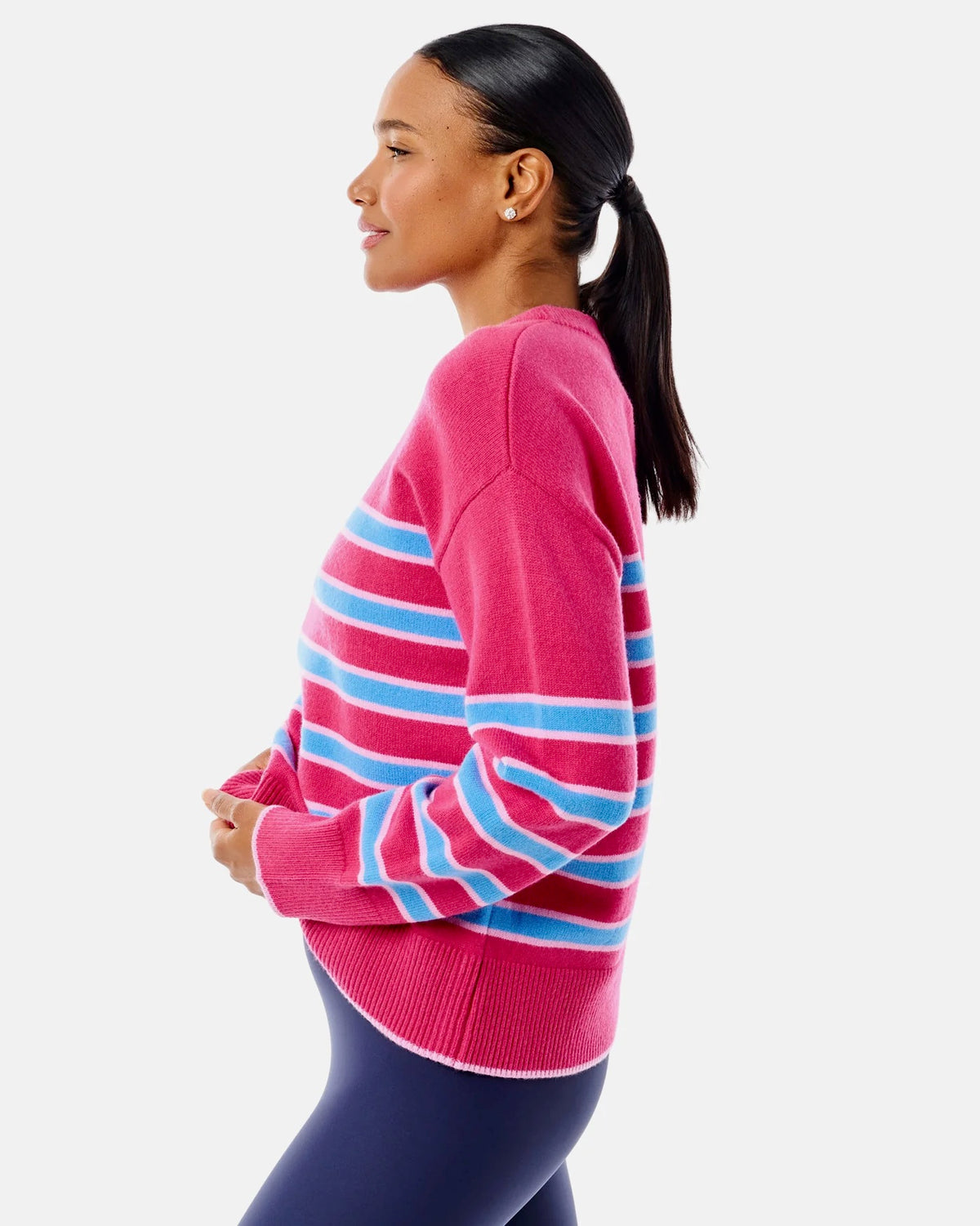 Carlyle Crewneck Sweater - Berry/Bluejay Stripe