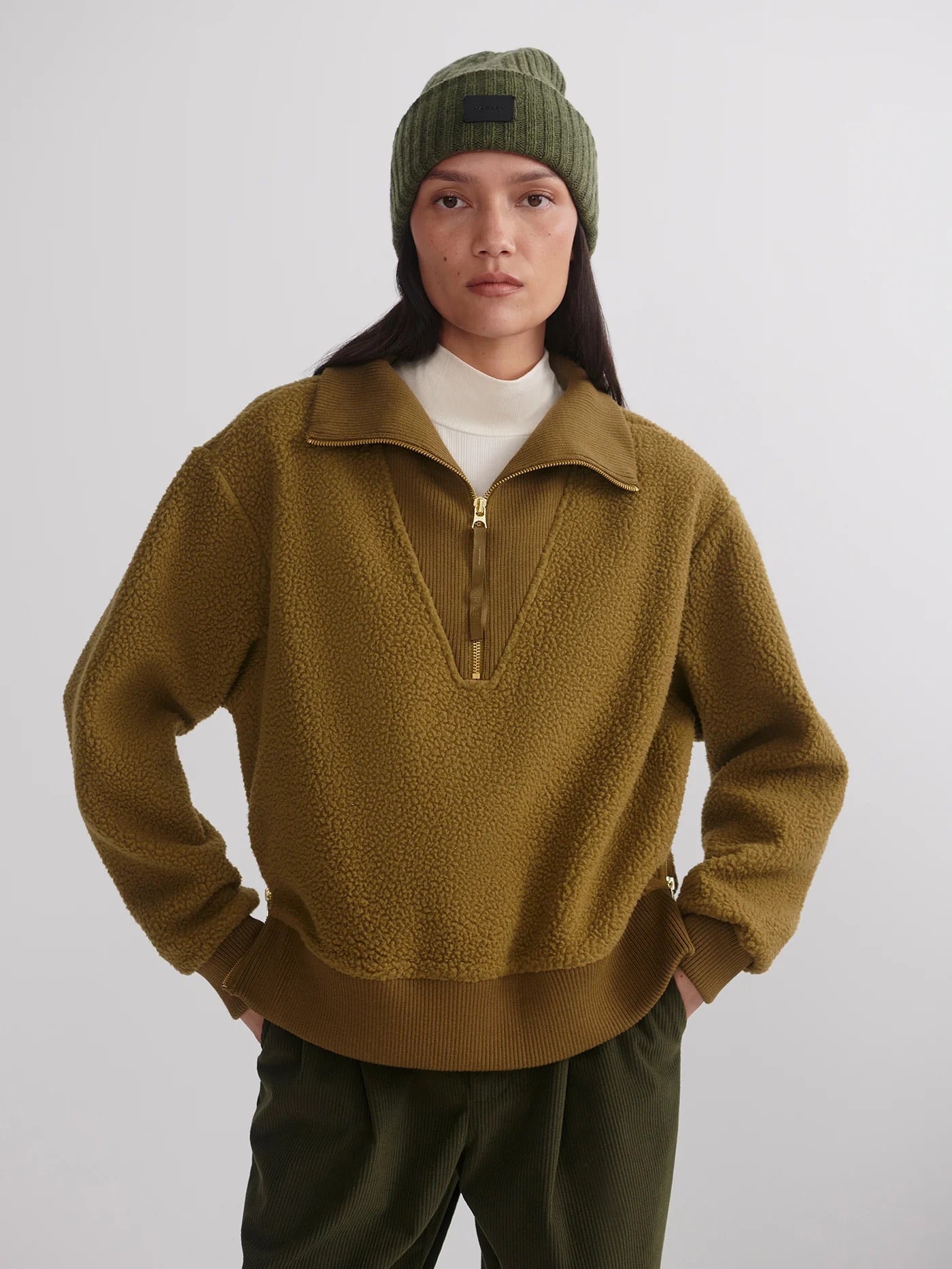 Jaylin Half Zip Fleece - Olive Leaf