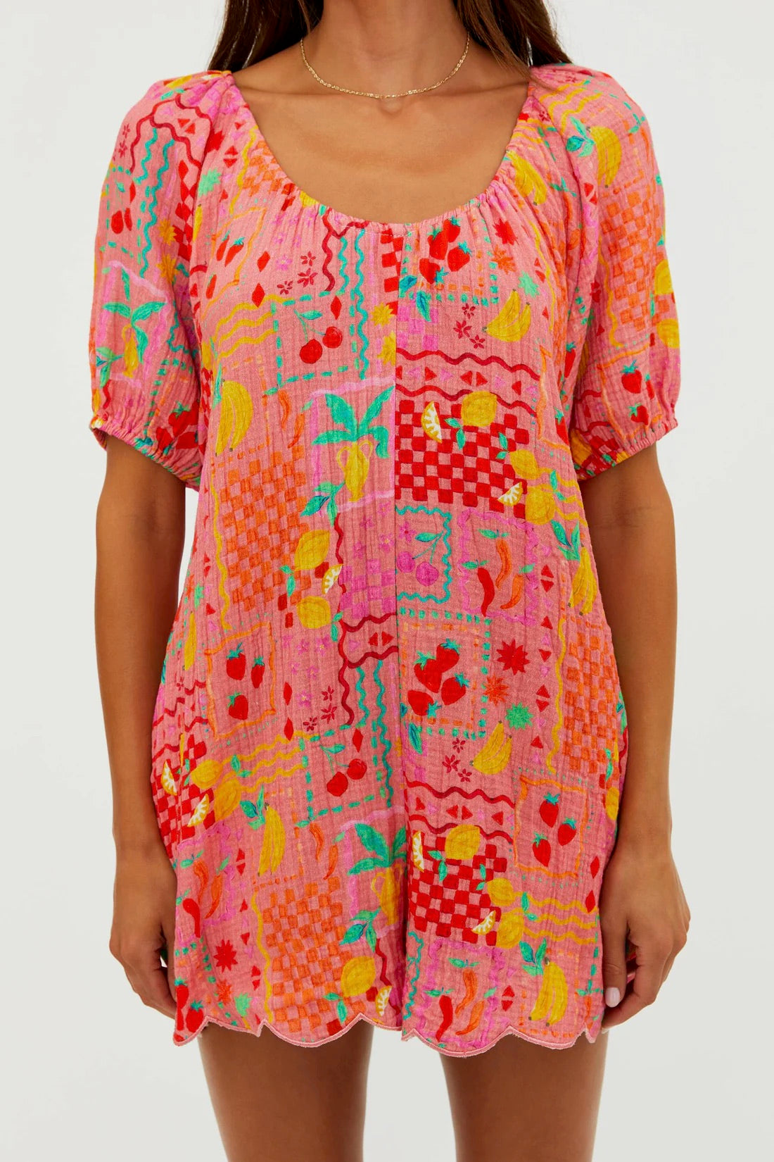 BeachRiot Ellery Romper in Passion Fruit with vibrant floral print and sleeveless design, perfect for summer wear.