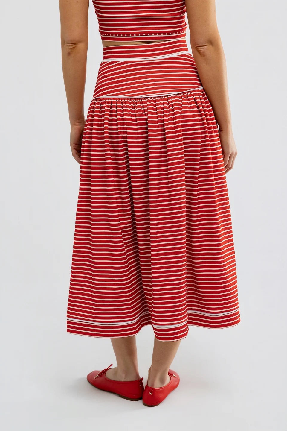 The Theodora Skirt - Strawberry Stripe