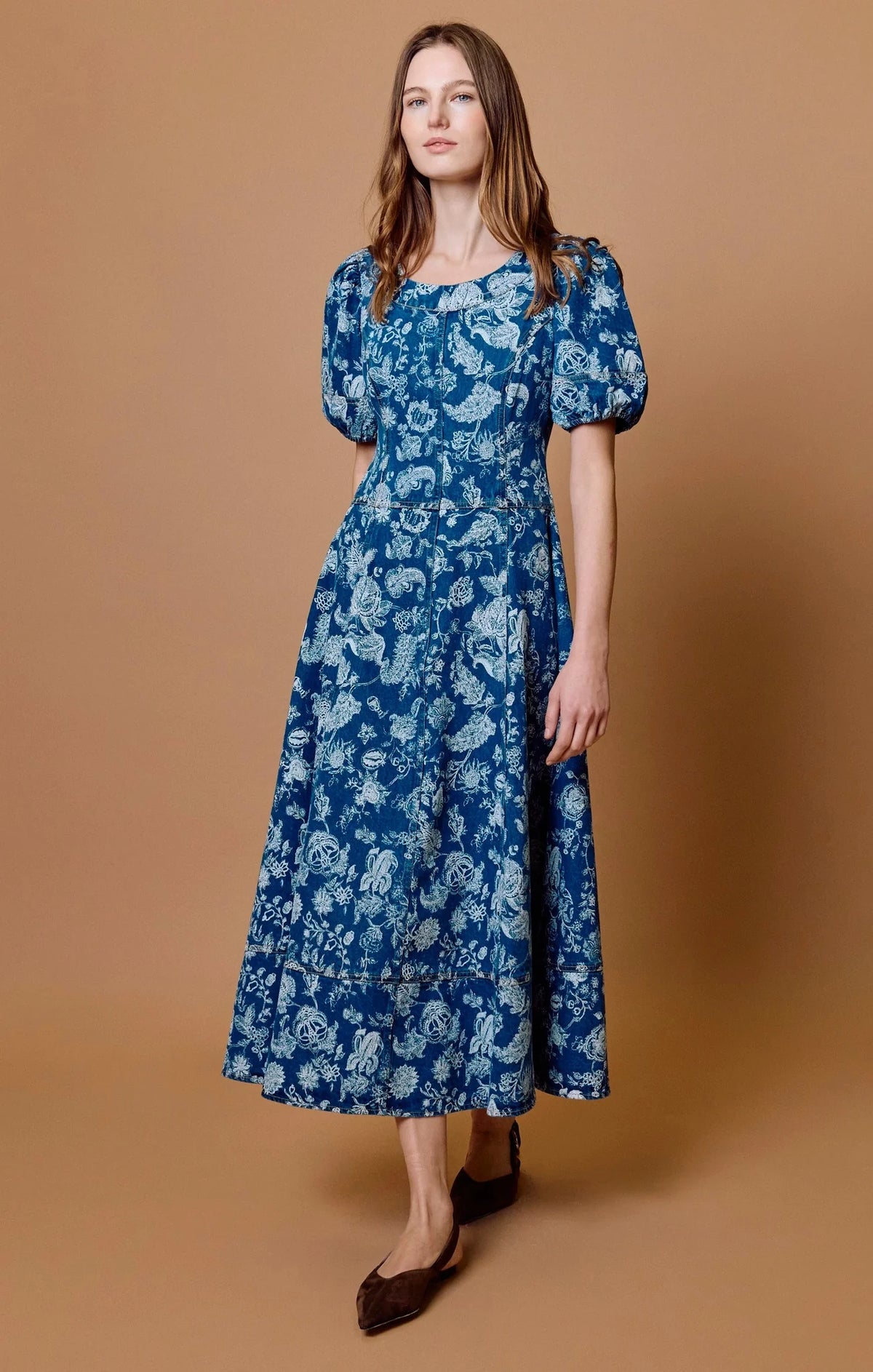 CLEOBELLA Charlie Midi Dress with Bois Laser Print, showcasing the stylish design and detailed print on lightweight fabric.