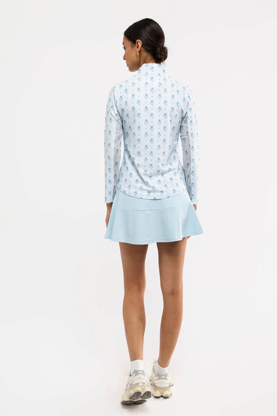 The Ava 1/4 Zip - Blue Dot Floral