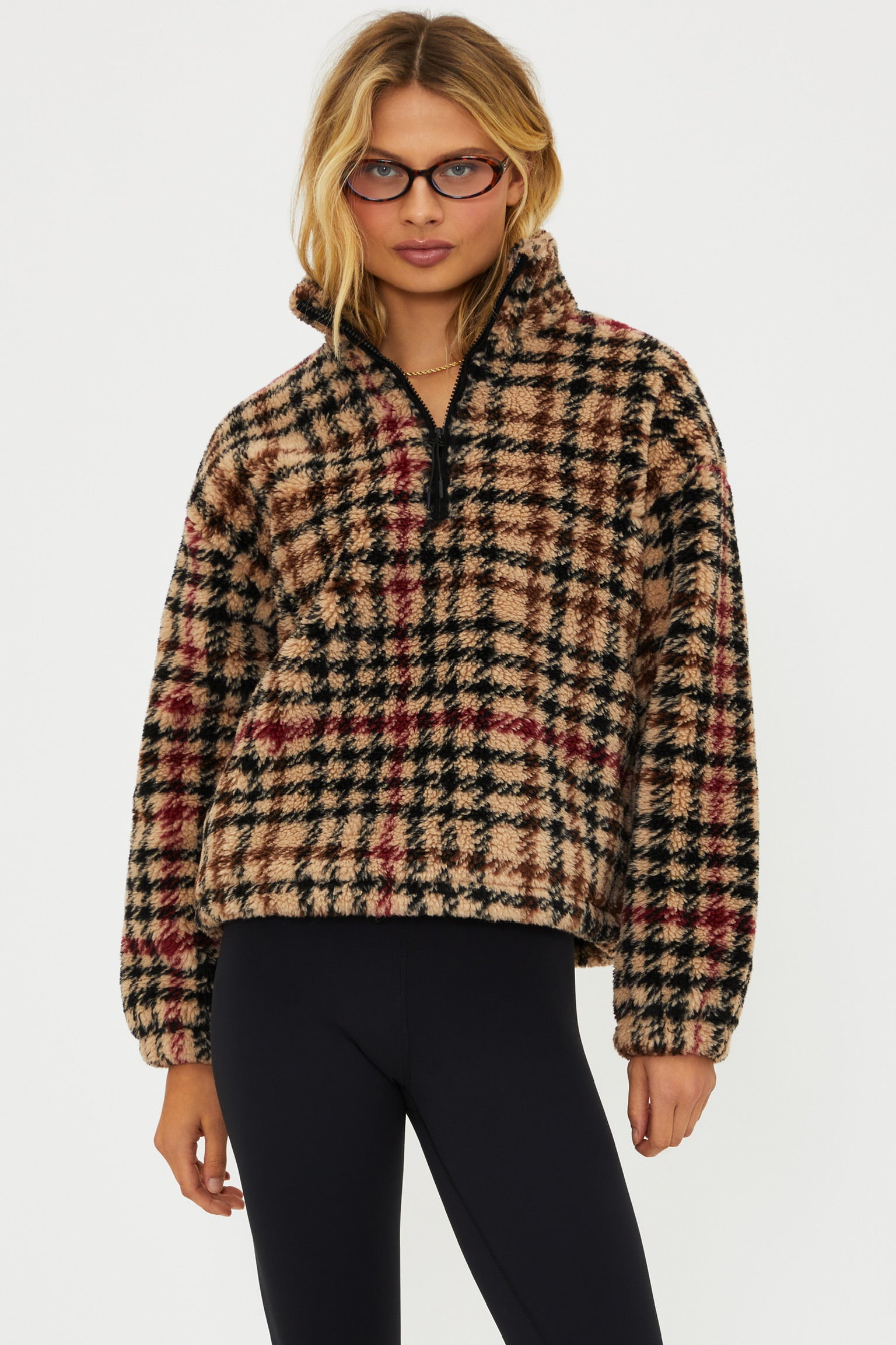 The Leona Sherpa - Midnight Houndstooth