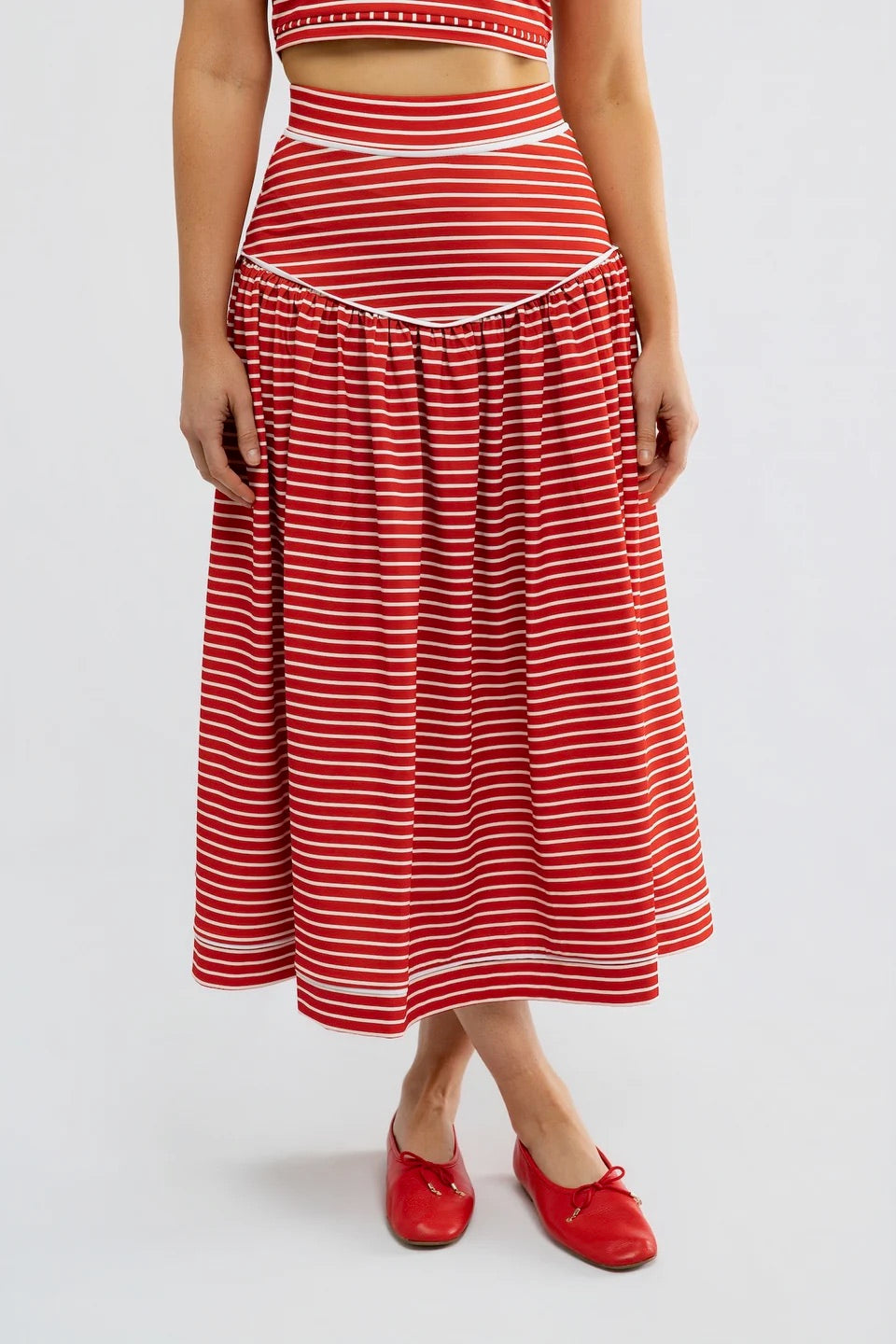 The Theodora Skirt - Strawberry Stripe