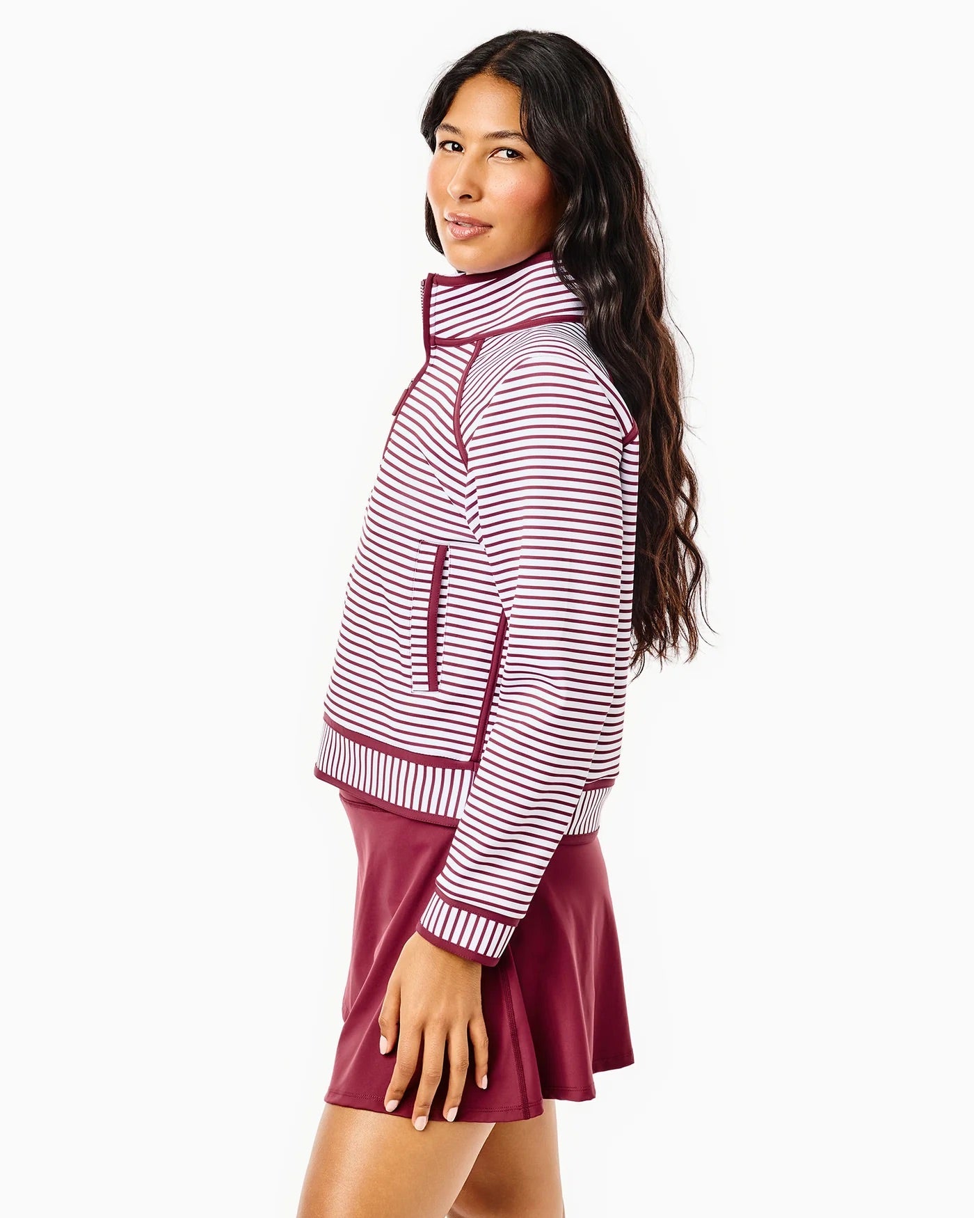 Bainbridge Quarter Zip - White/Lacquer Stripe