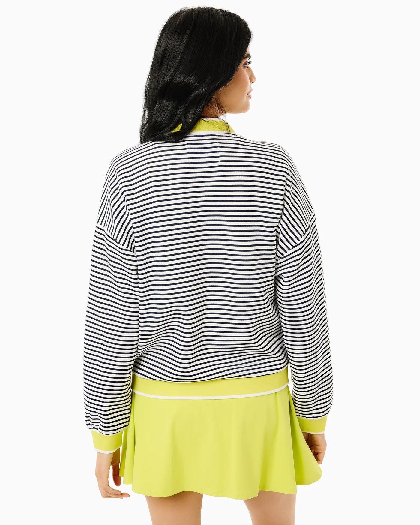 Abbott Sweatshirt Cardigan - Super White/Navy/Chartreuse