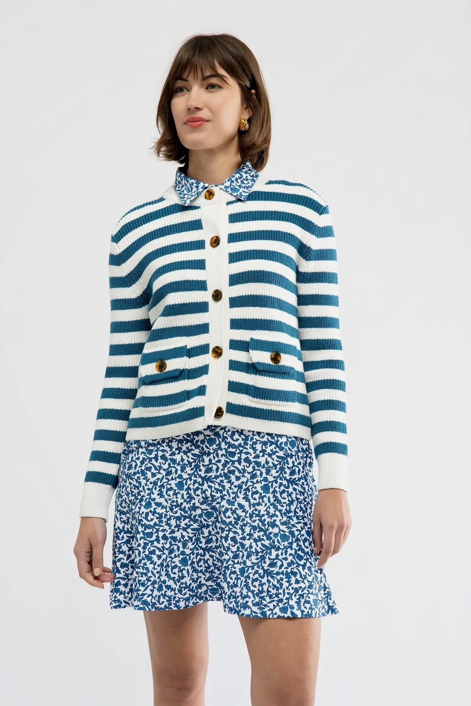 The Laurel Sweater - Porcelain/Cream Stripe