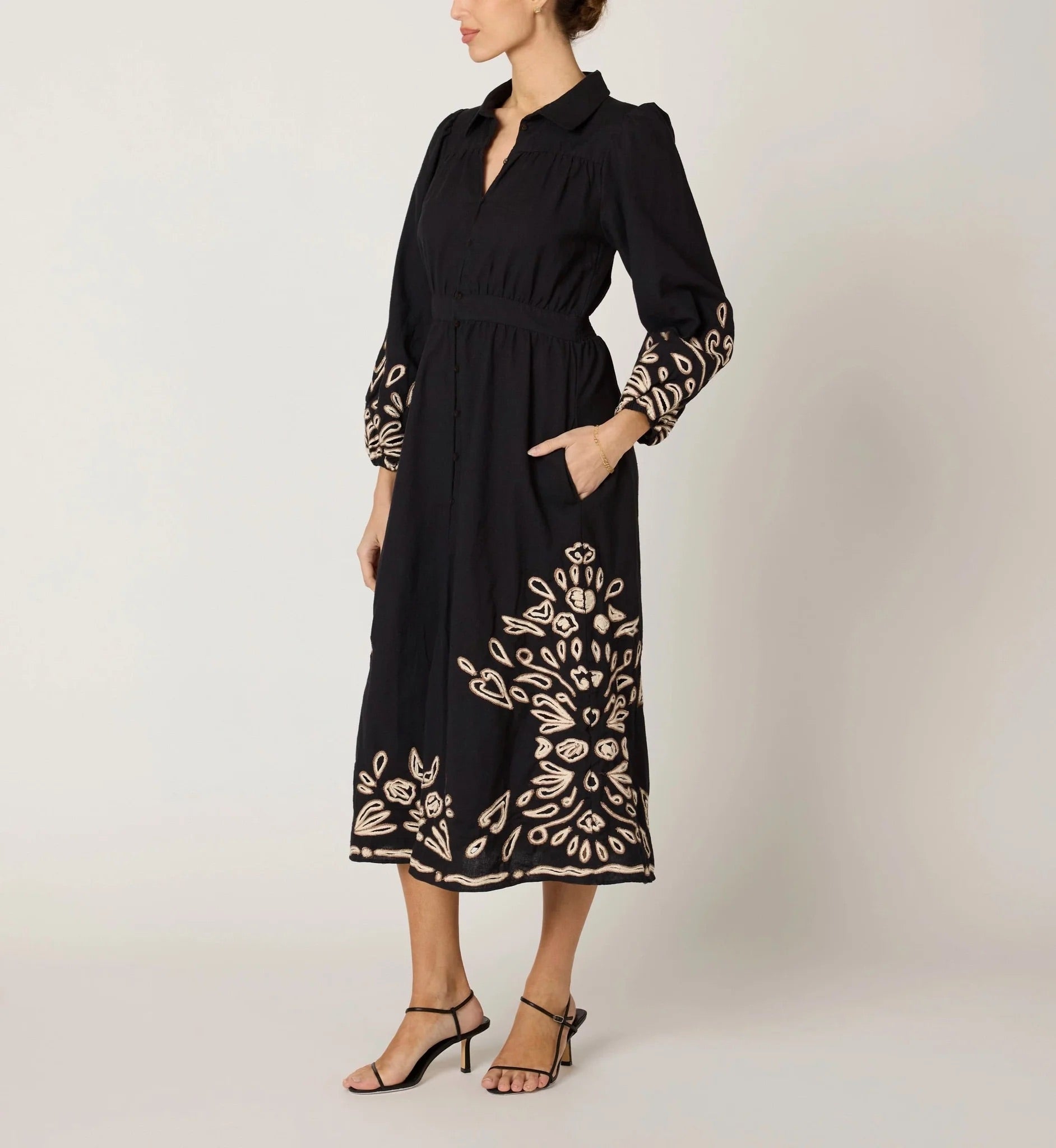 Elyse Midi Dress - Black/Ivory