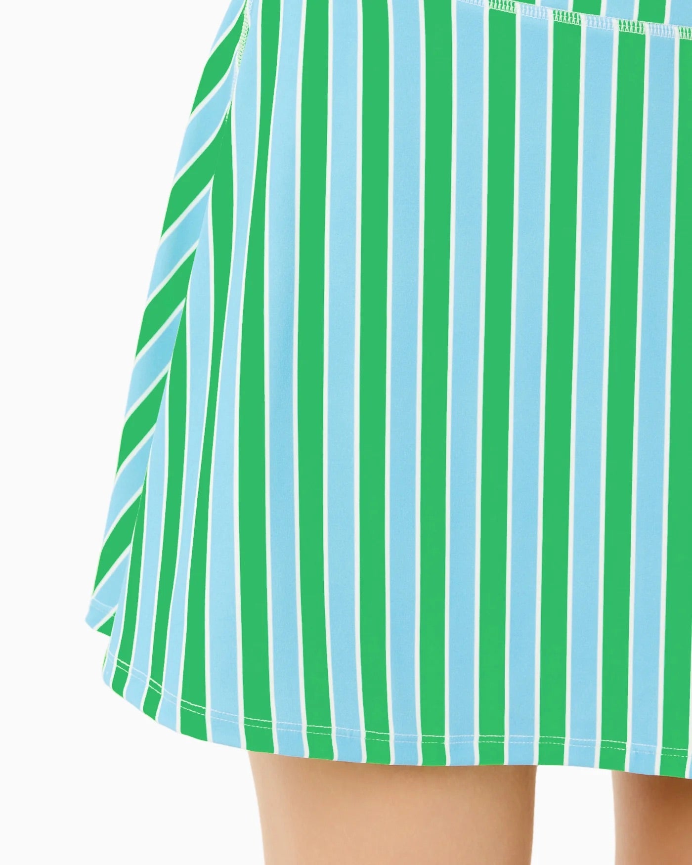 Addison Bay vintage blue and key lime cabana stripe flounce skort with a stylish, feminine design perfect for casual summer wear.