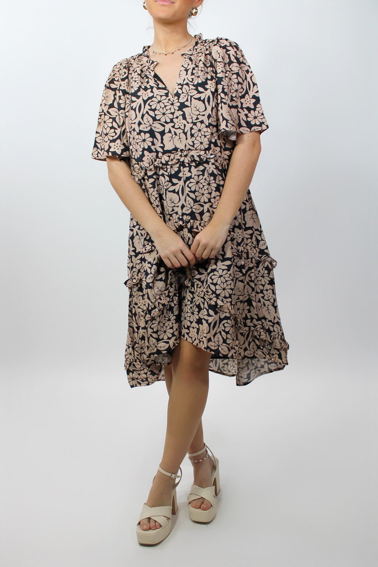 Neutral Spring Florals Dress