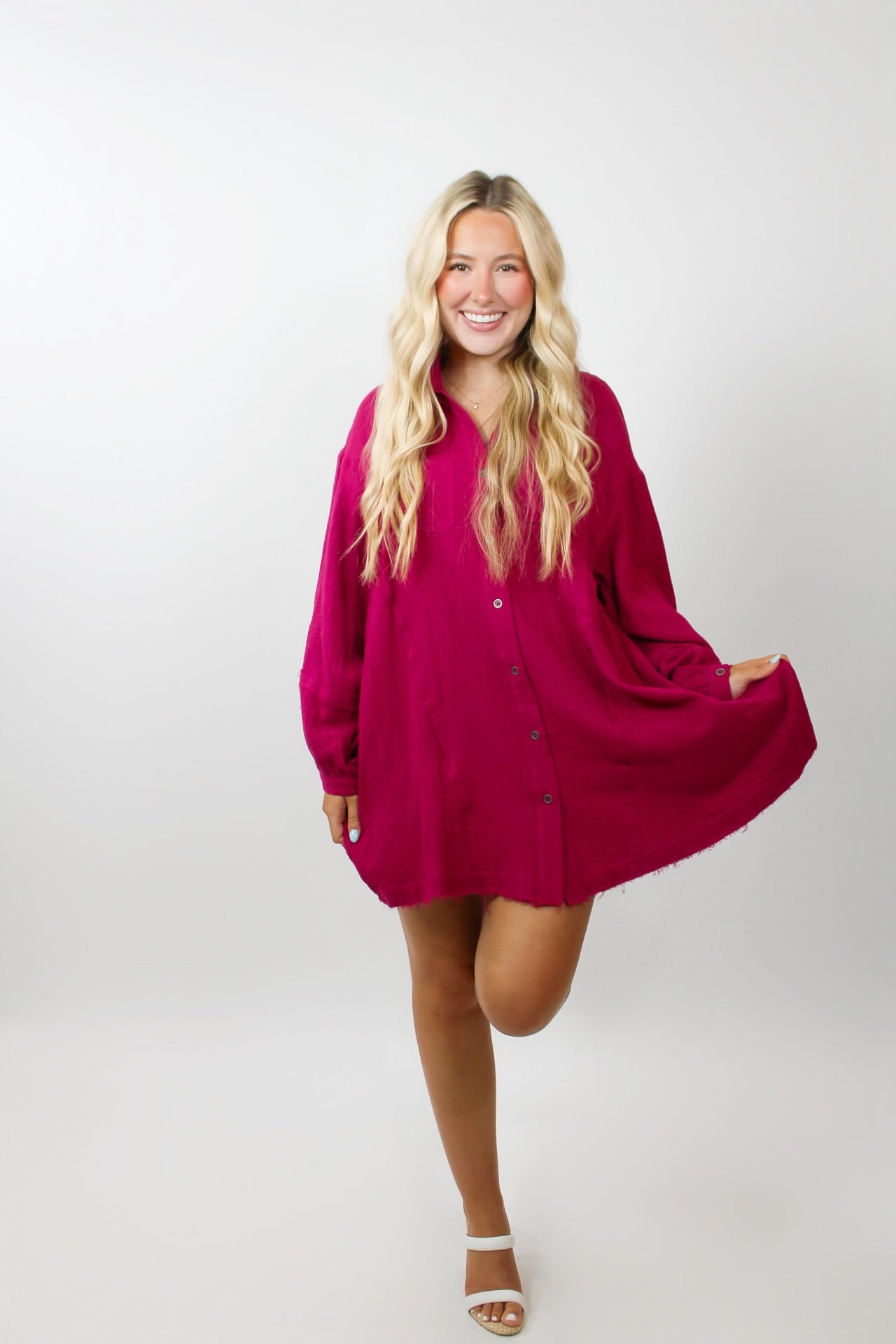 Pop Star Pink Button Up