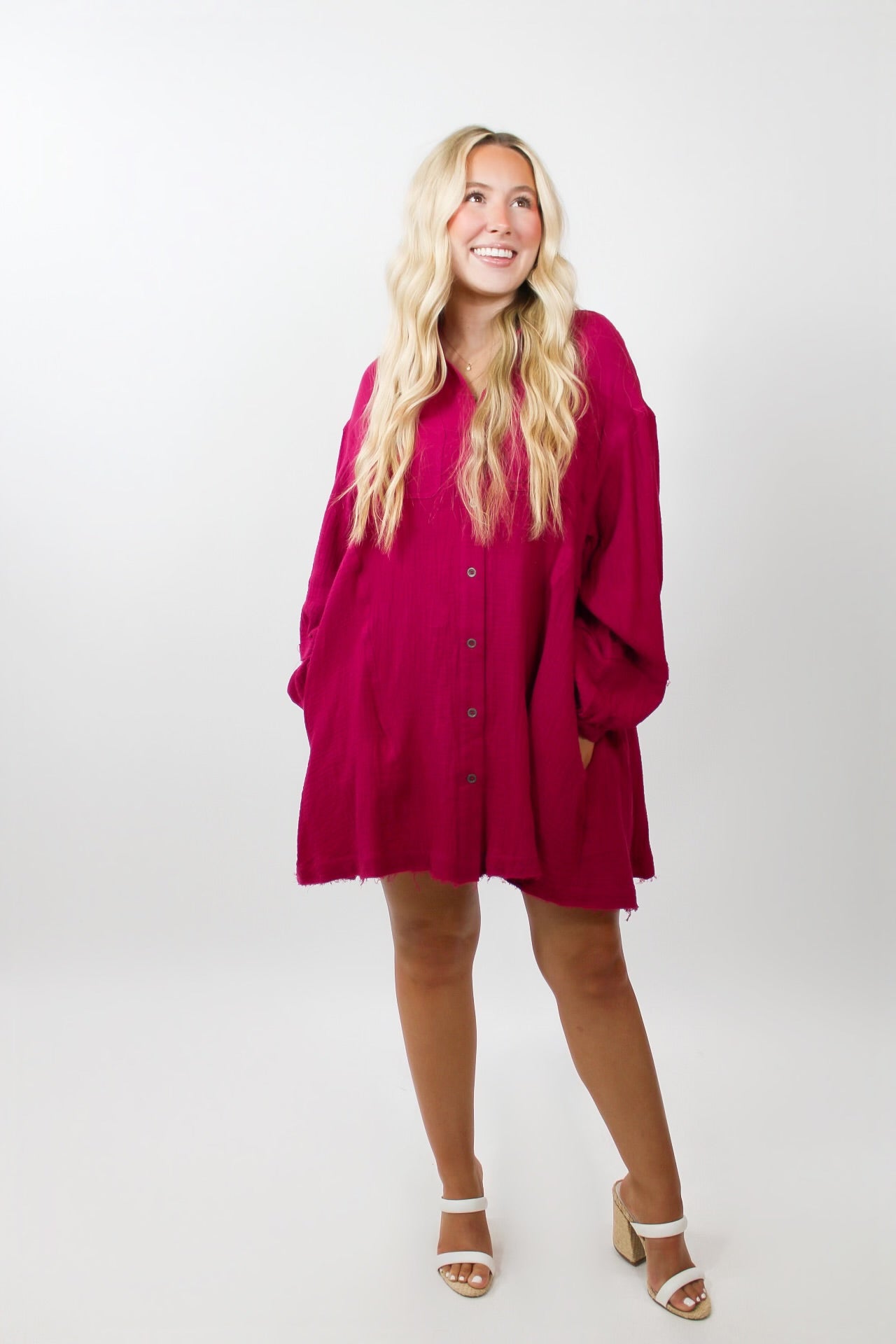 Pop Star Pink Button Up