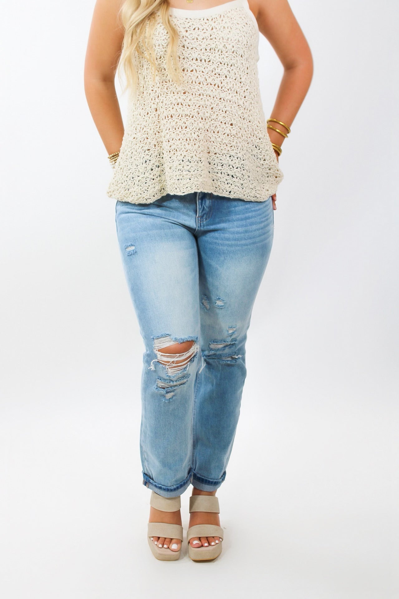 Mid Rise Relaxed Skinny with Cuff