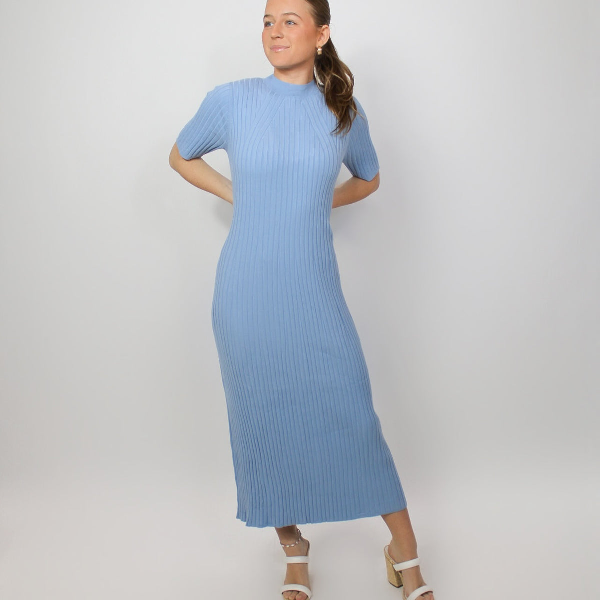 varley maeve rib knit midi dress Varley Maeve Rib Knit Midi Dress - Warm Taupe