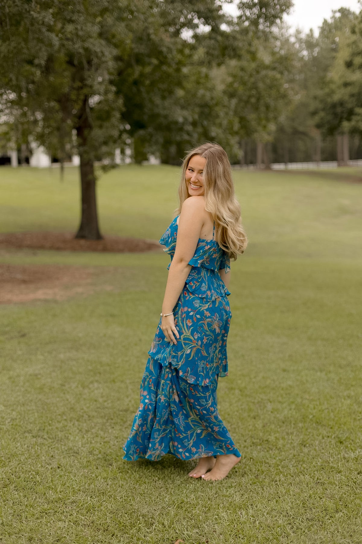 Aphrodite Ankle Dress - Blue Florabella