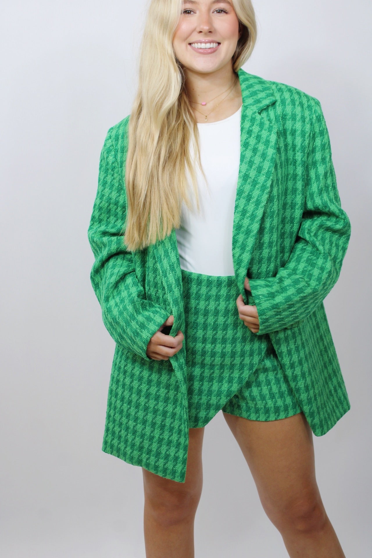 Houndstooth Skort-Green