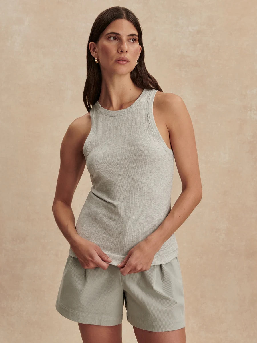 Marlene Fitted Tank - Light Grey Marl