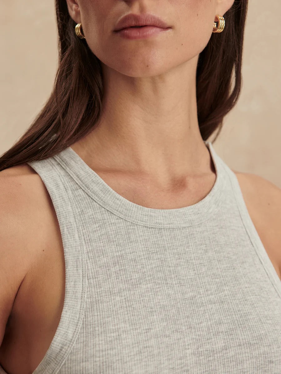 Marlene Fitted Tank - Light Grey Marl