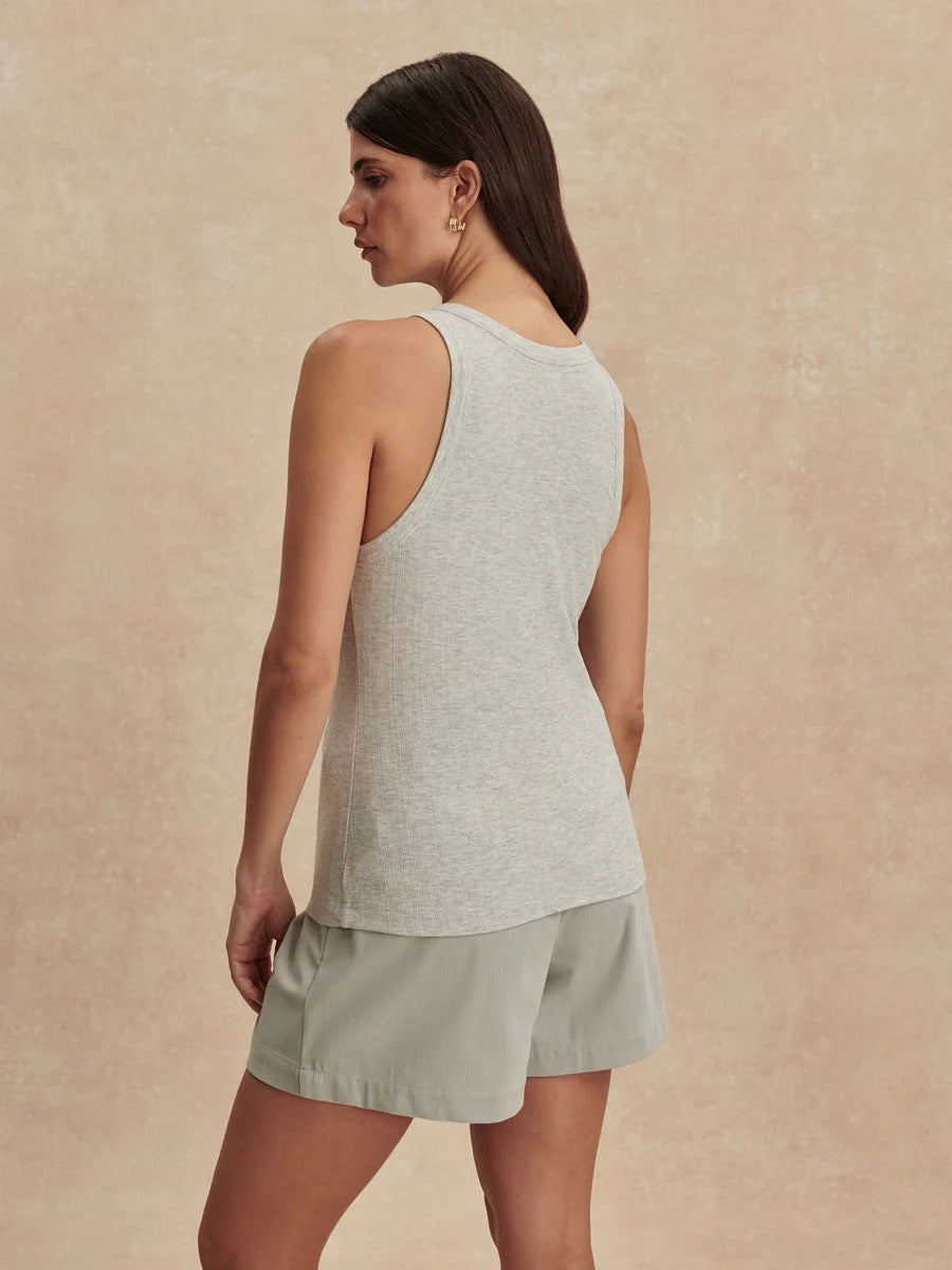 Marlene Fitted Tank - Light Grey Marl