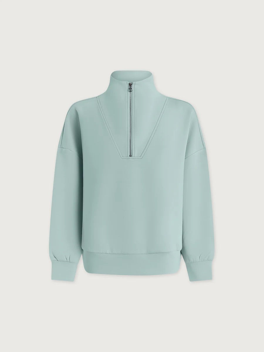 Hawley Half Zip Sweat - Porcelain Blue