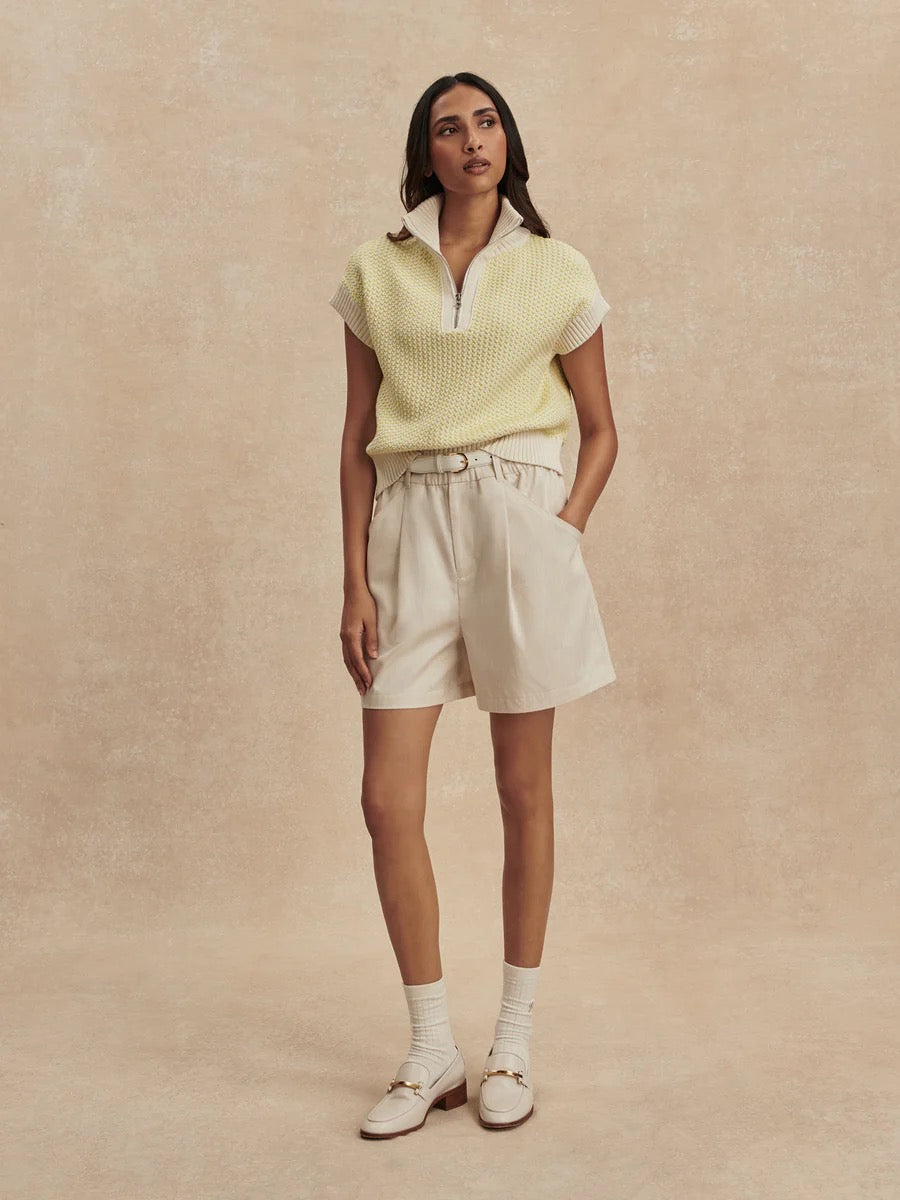 Fowley Knit Top - Snow White/Limeade