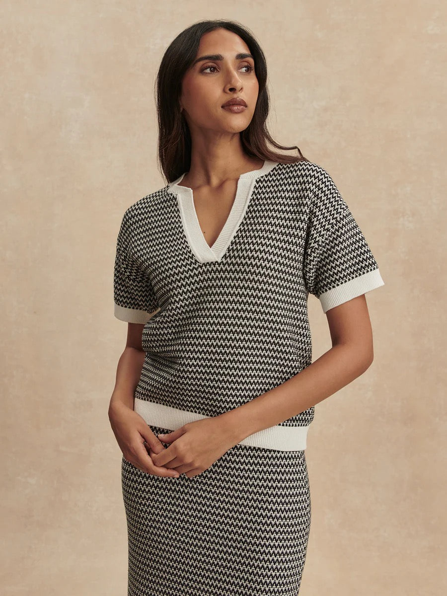 Dora Knit Top 2.0 - Snow White/Black