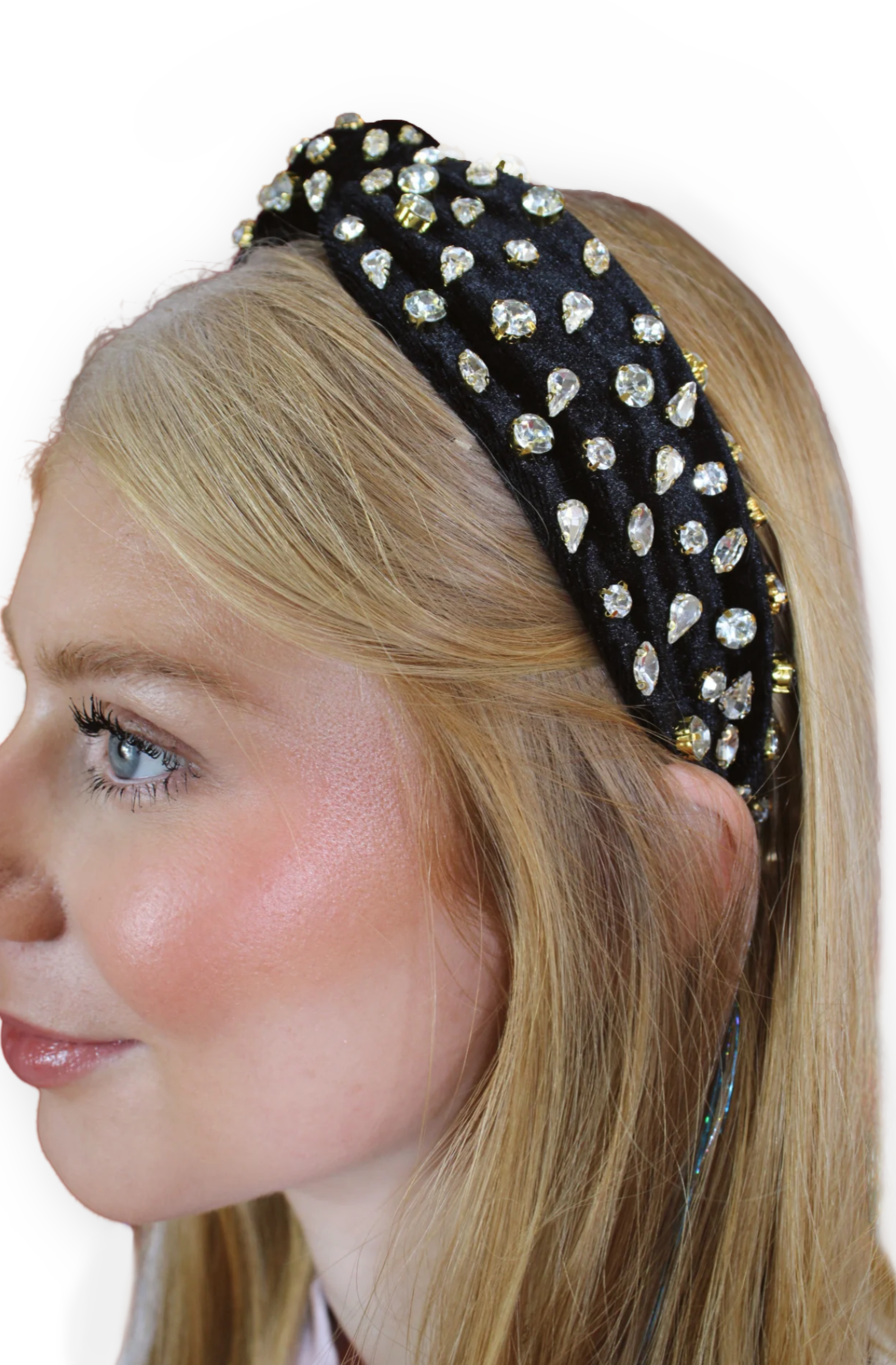 ISABELLA RHINESTONE BLACK HEADBAND