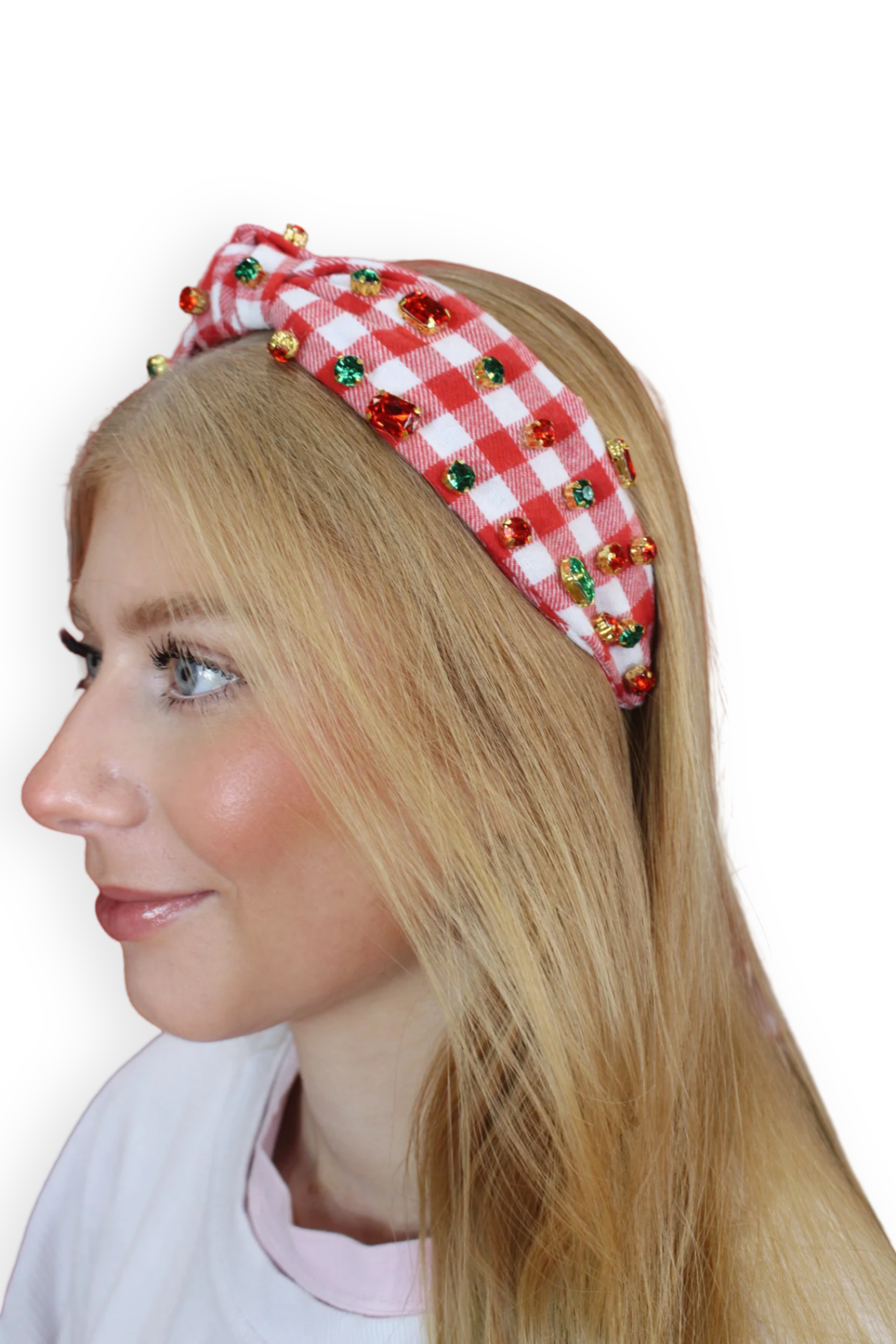 Pammy Plaid Jeweled Headband