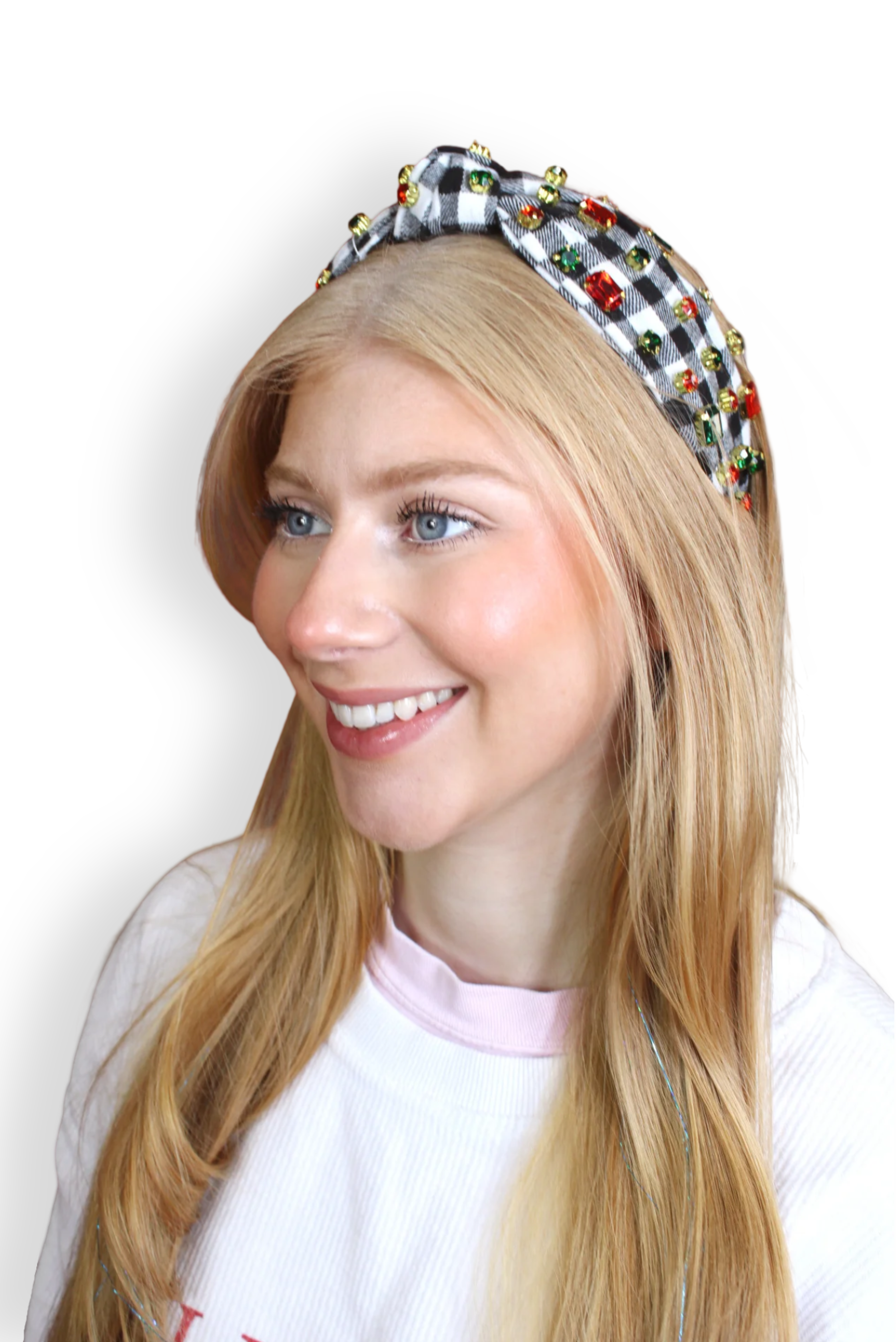 Pammy Plaid Jeweled Headband