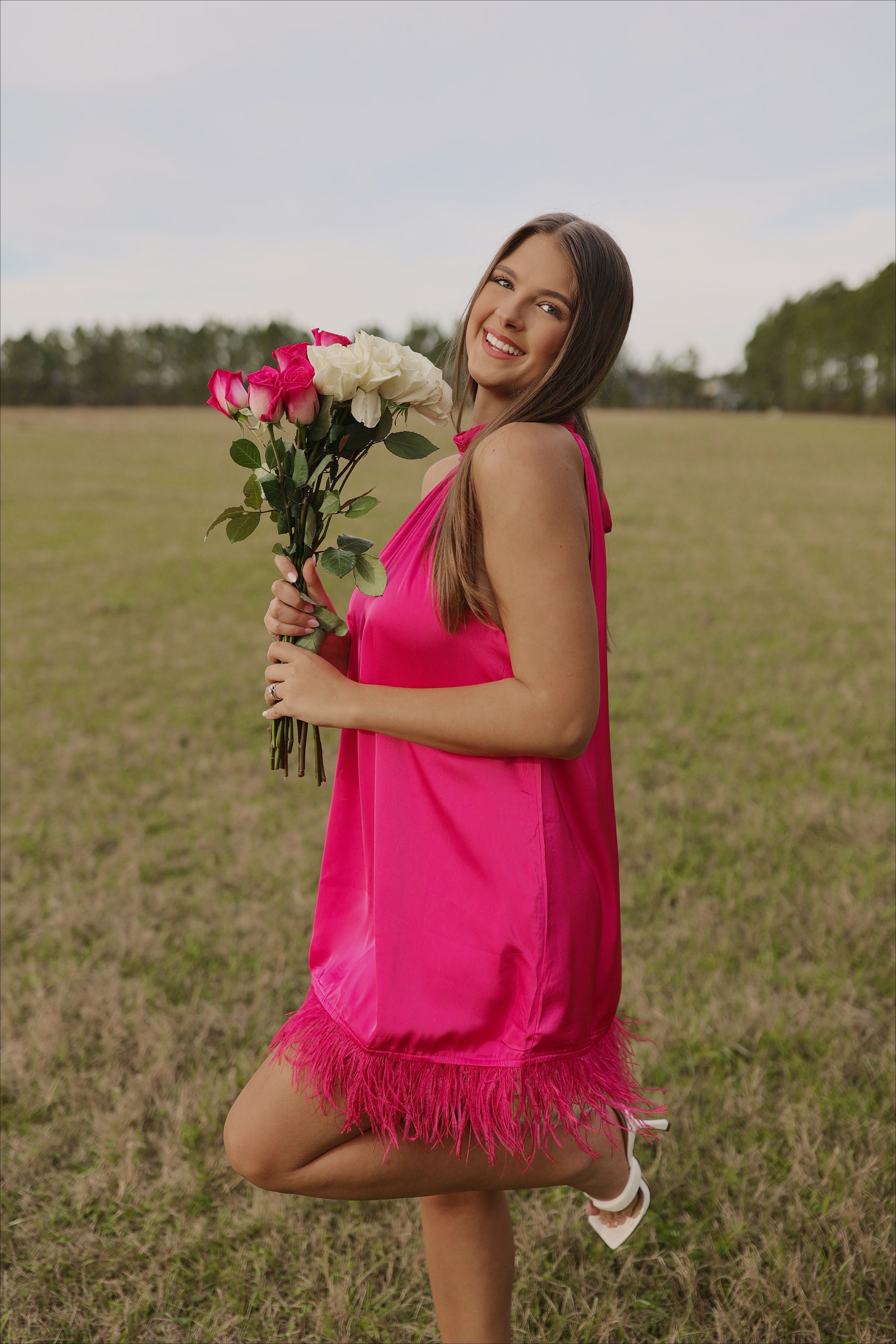 Flirty Feather Pink Dress