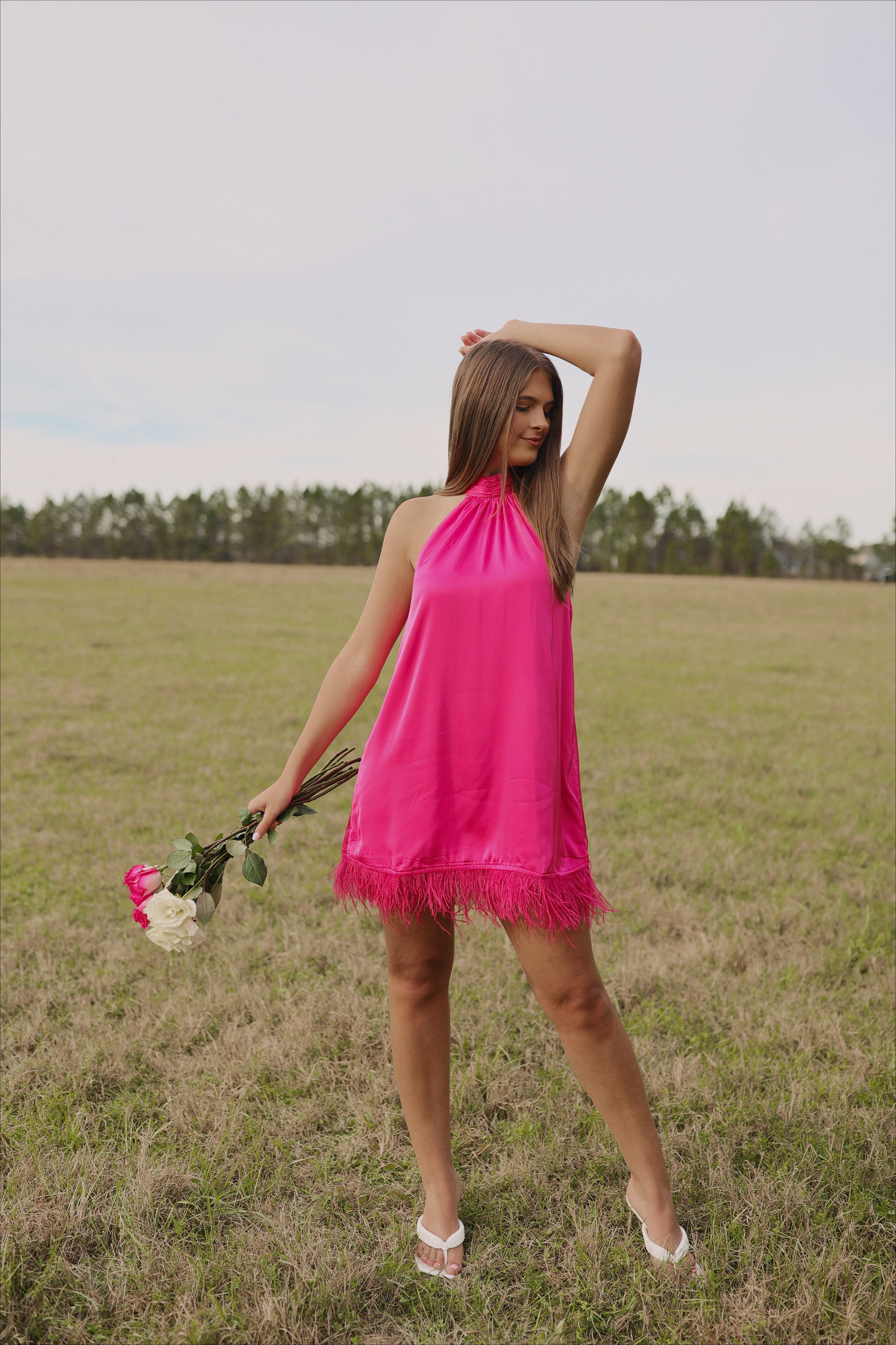 Flirty Feather Pink Dress