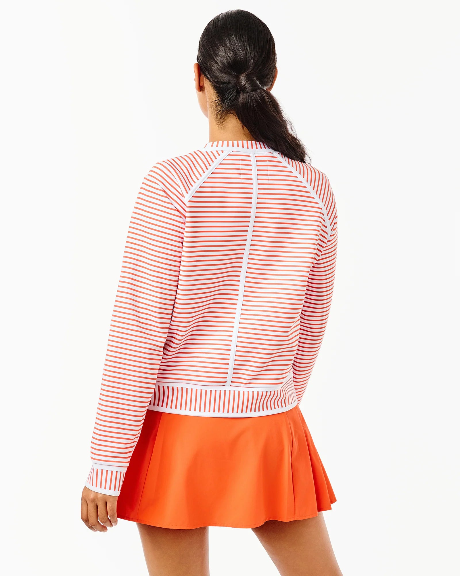The Bainbridge Crewneck - White/Papaya Stripe