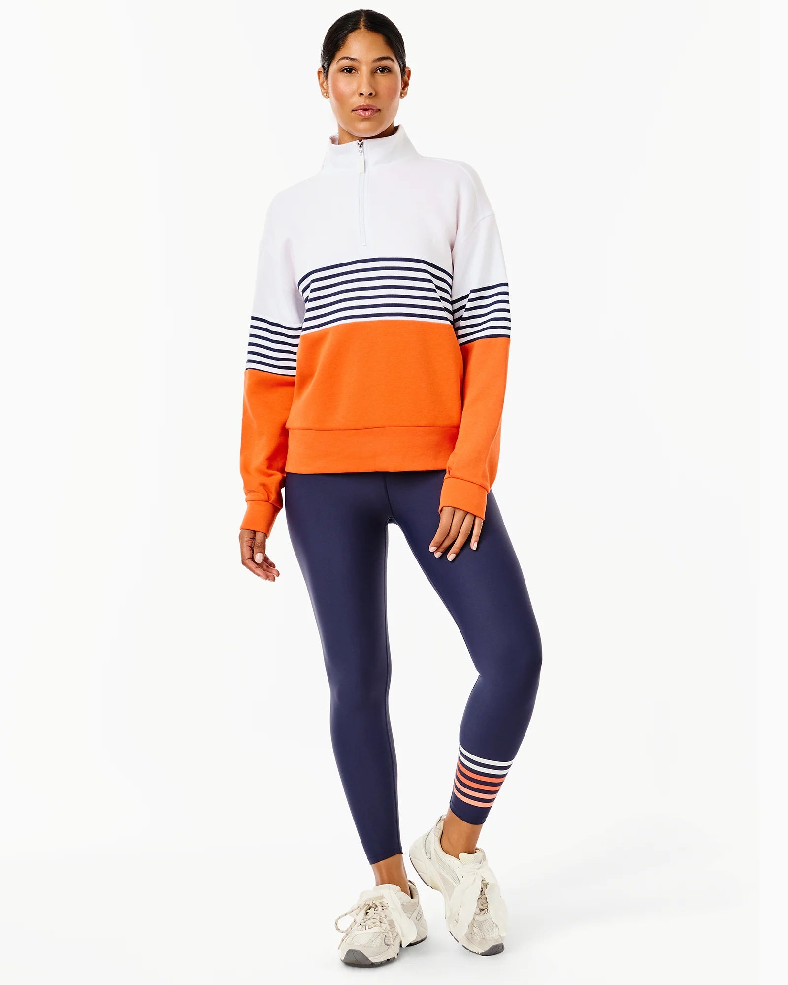 The Everyday Legging - Navy/Papaya