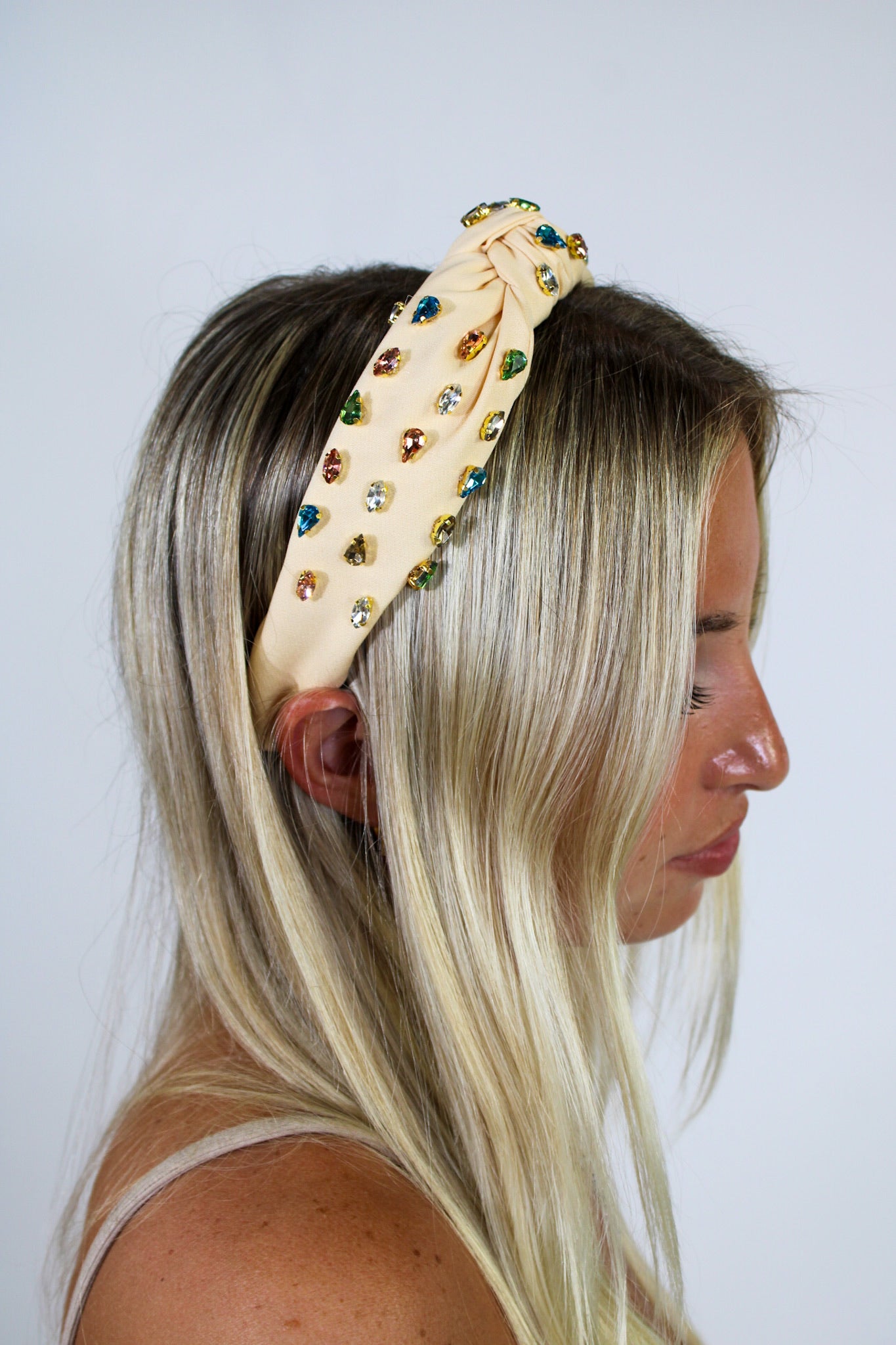 Multi Color Jewel Knotted Headband