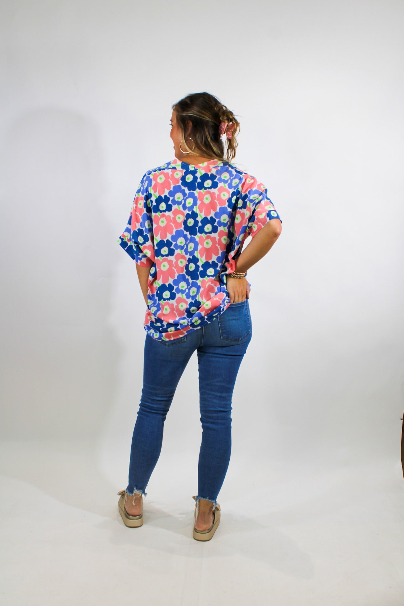 BLUE AND PINK FLORAL TUNIC