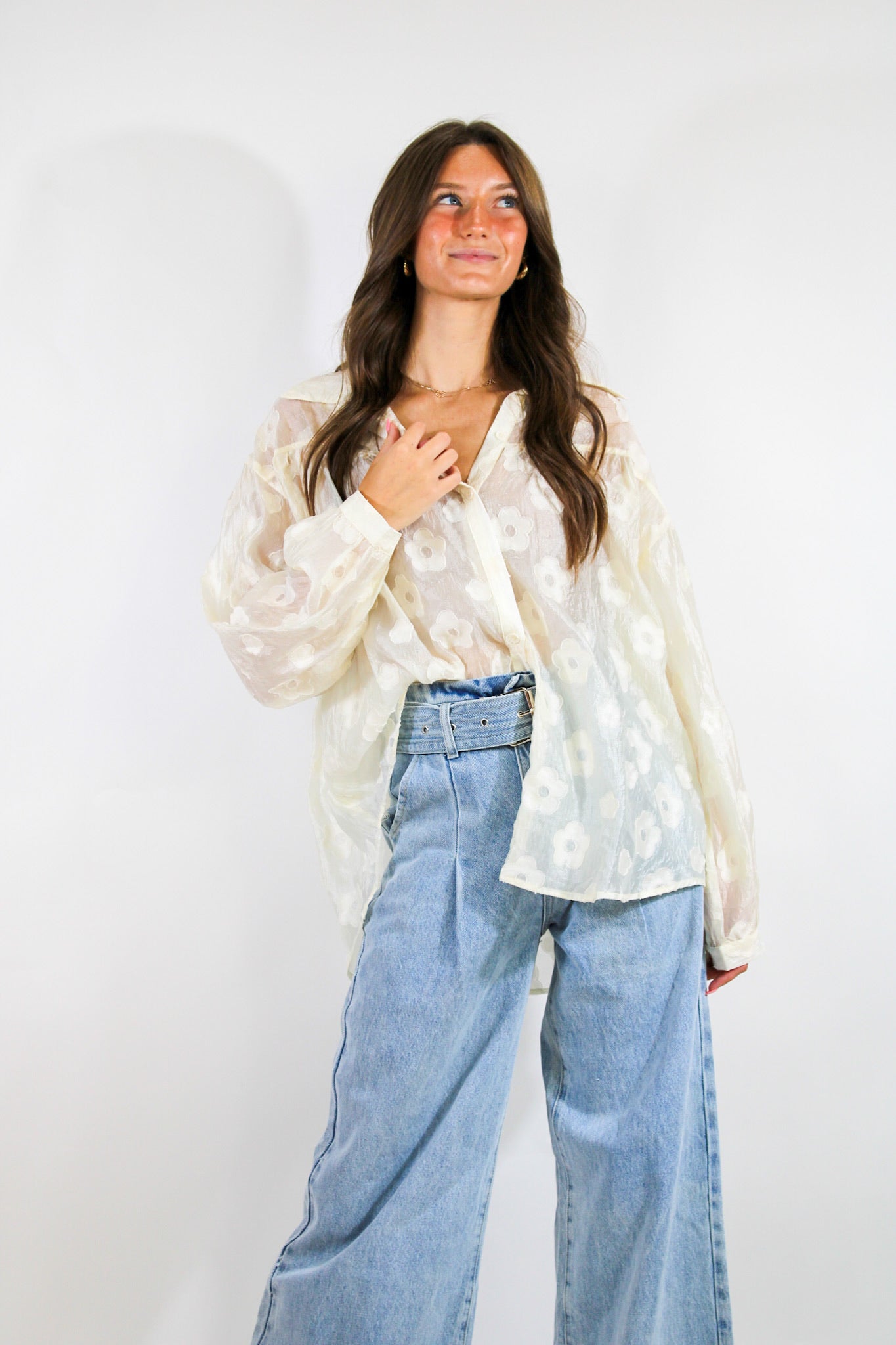 Daisy Sheer Button Up