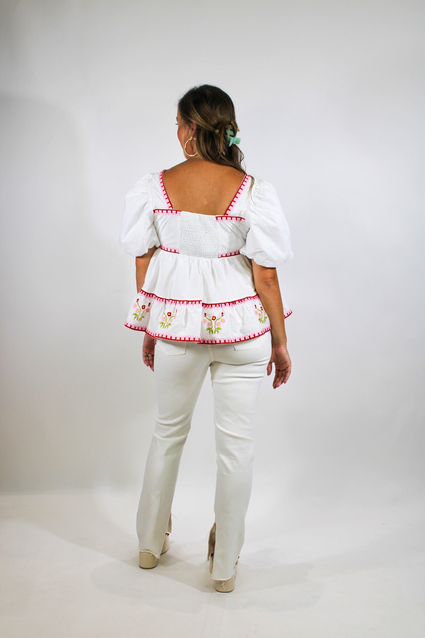 Rosy Embroidered Top